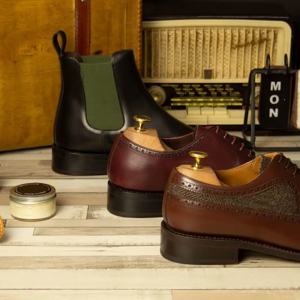 Leather shoes and boots.
