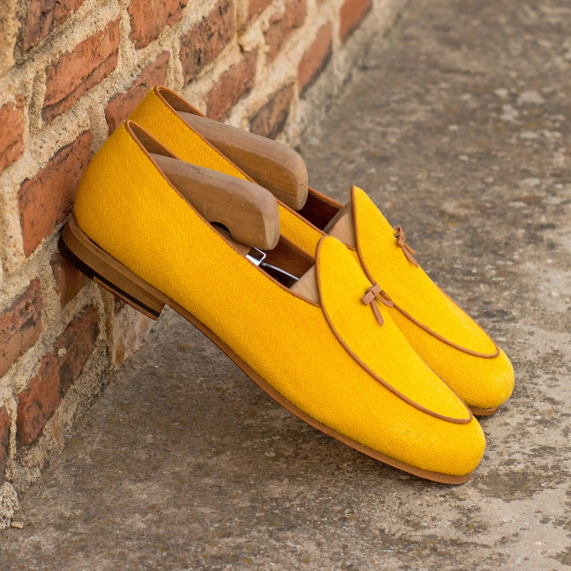 Pair of yellow loafers.