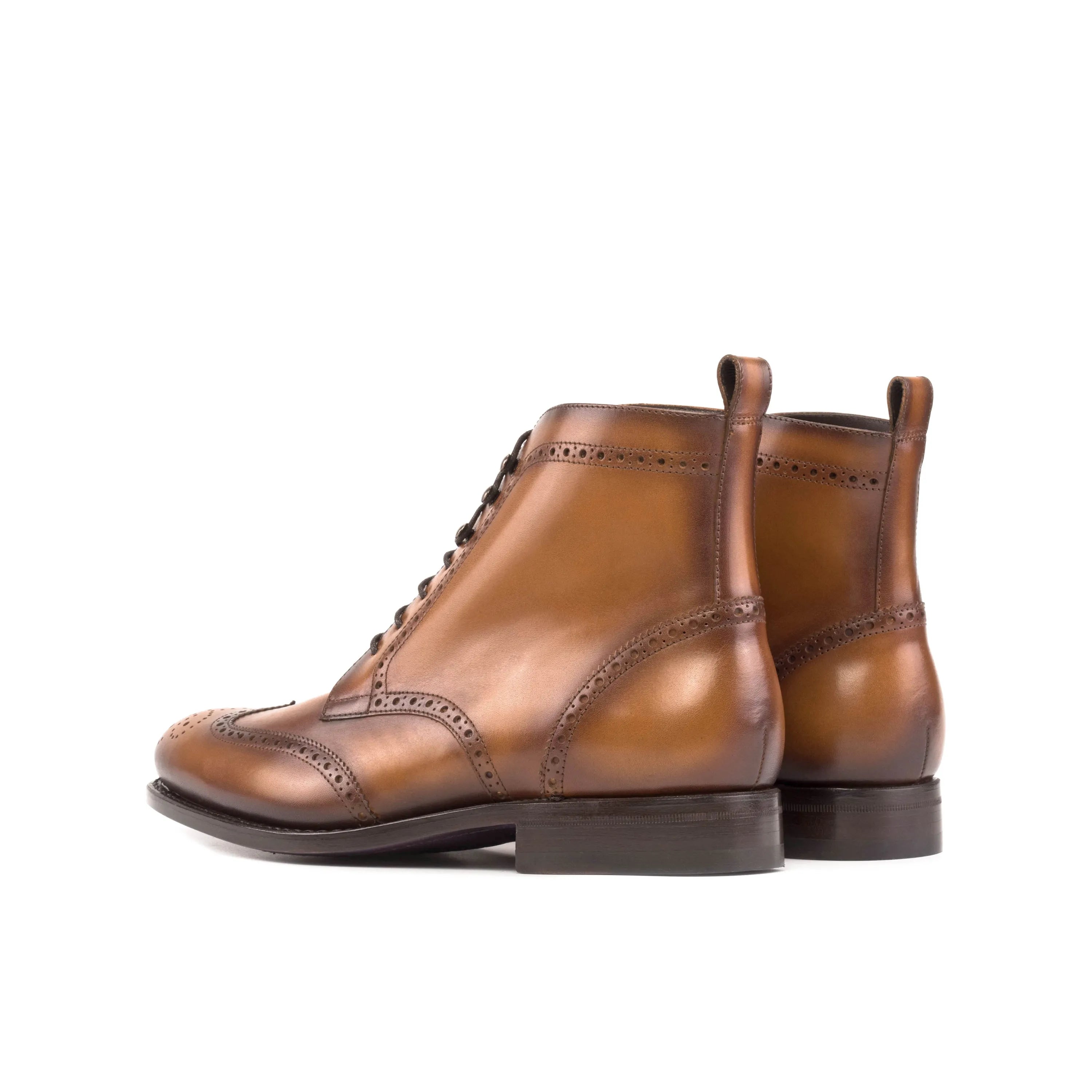 Brown calf leather military brogue boots 5942 Military Brogue Boots back view
