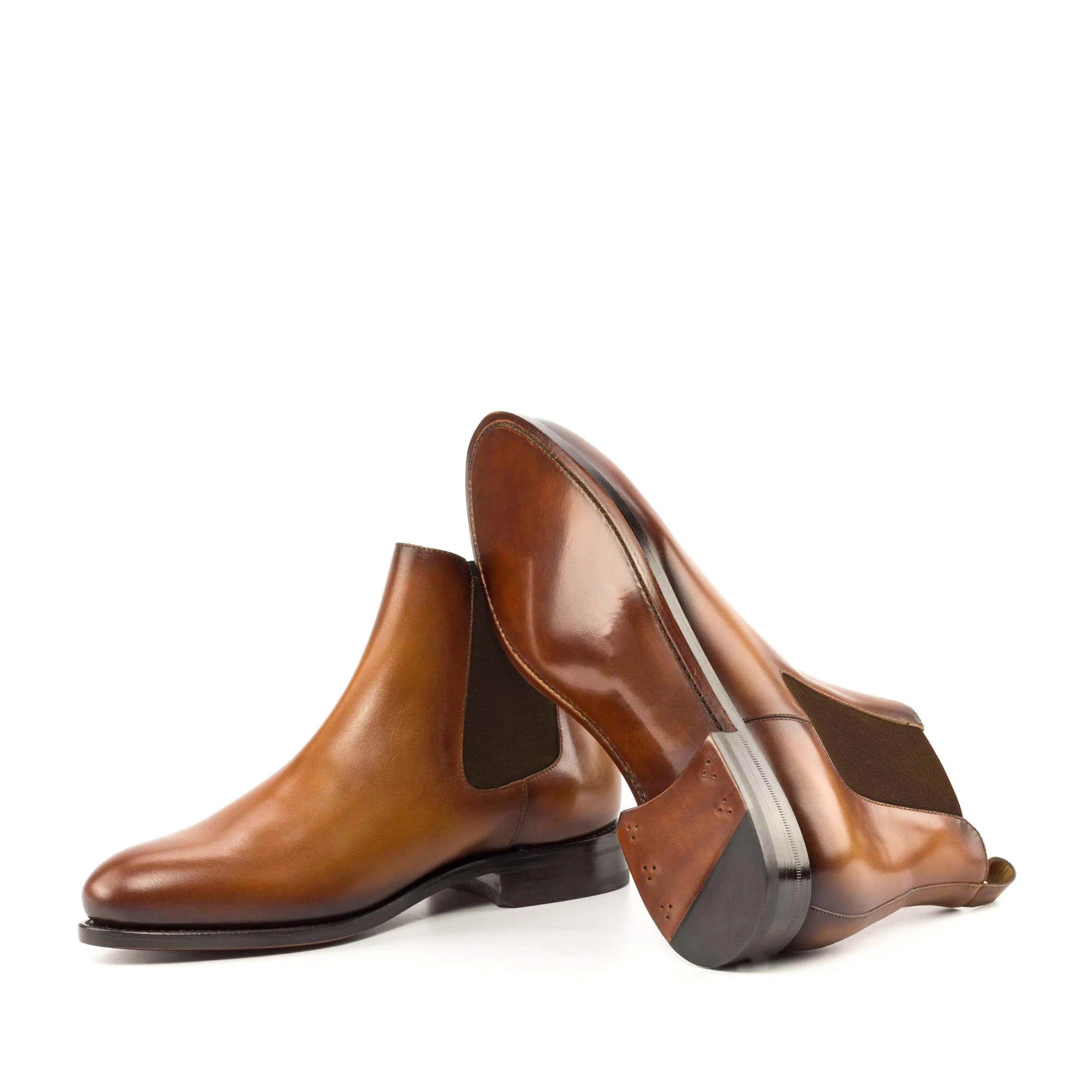 Pair of brown calf leather Chelsea boots 6009 for men