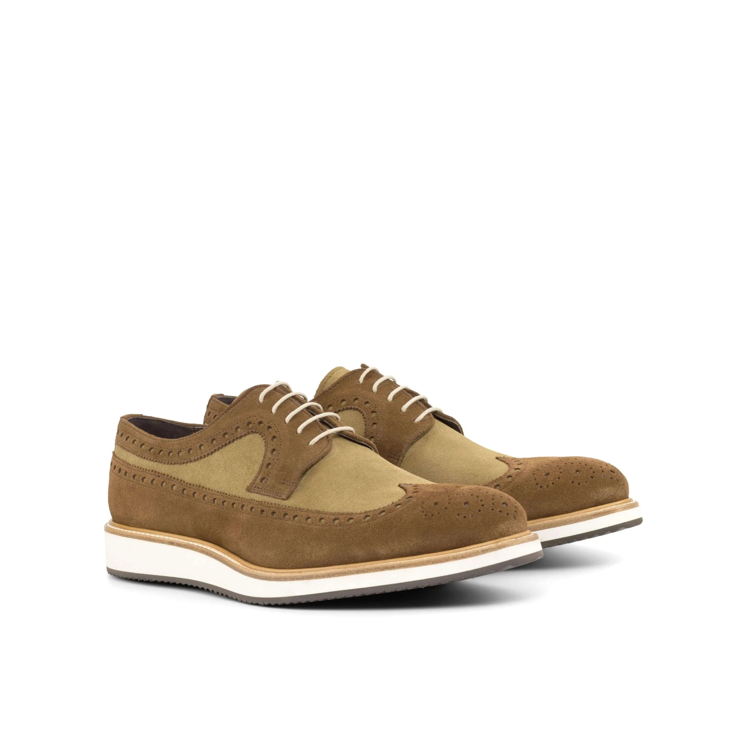 Two-tone brown leather 99G Longwing Blucher wingtip shoes