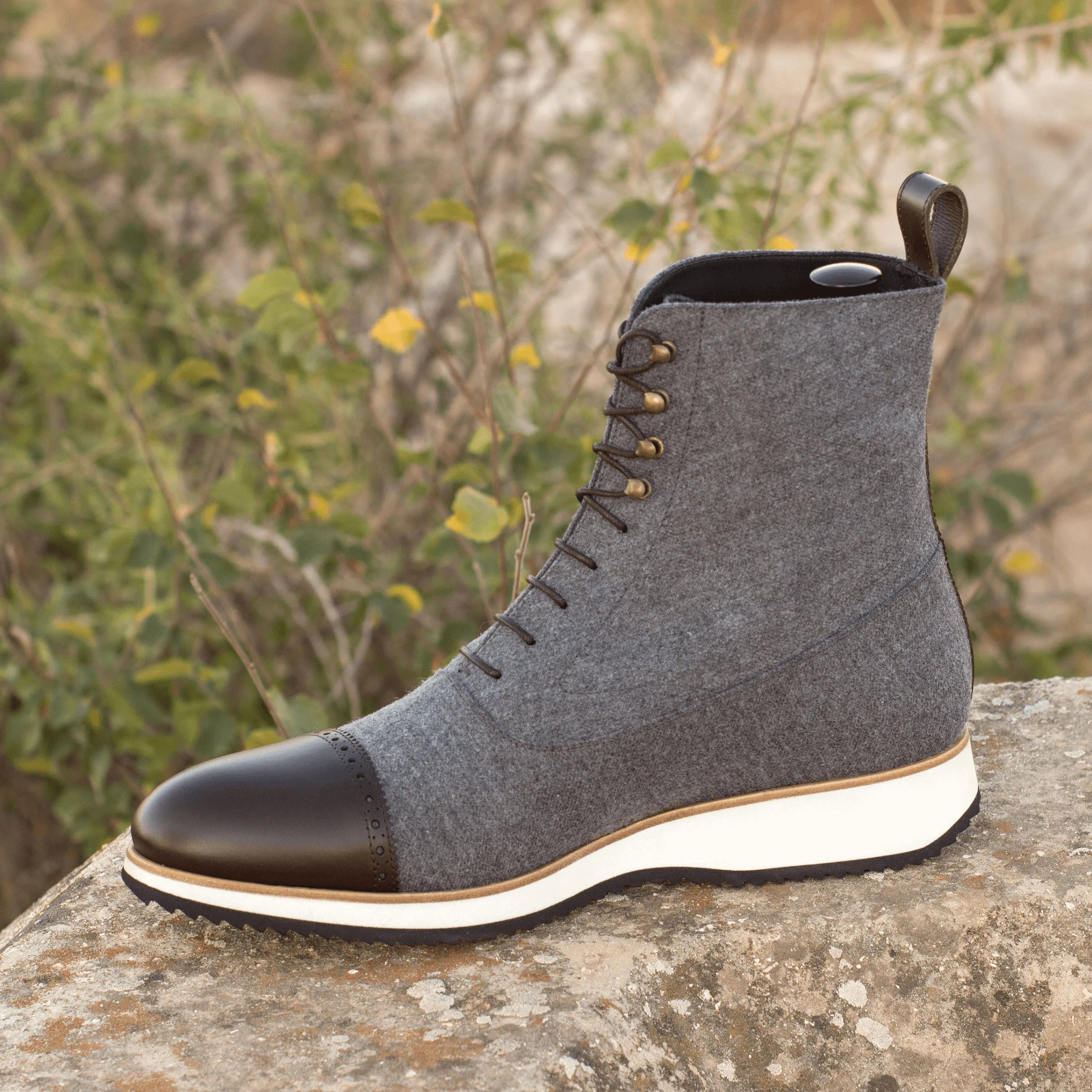Gray Achilles Balmoral Boots II lace-up boot in fabric