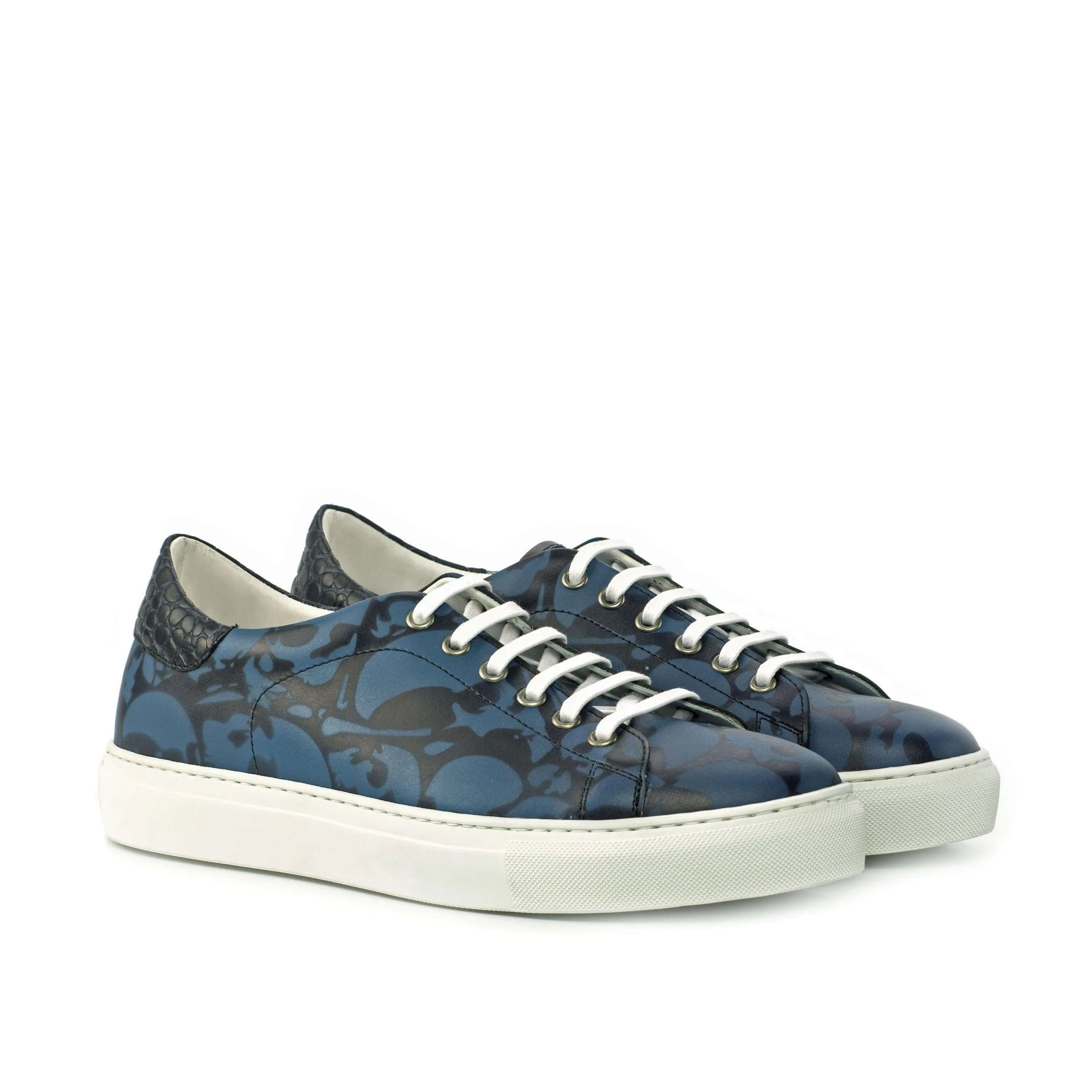 Blue patterned leather Adramalish trainer sneaker