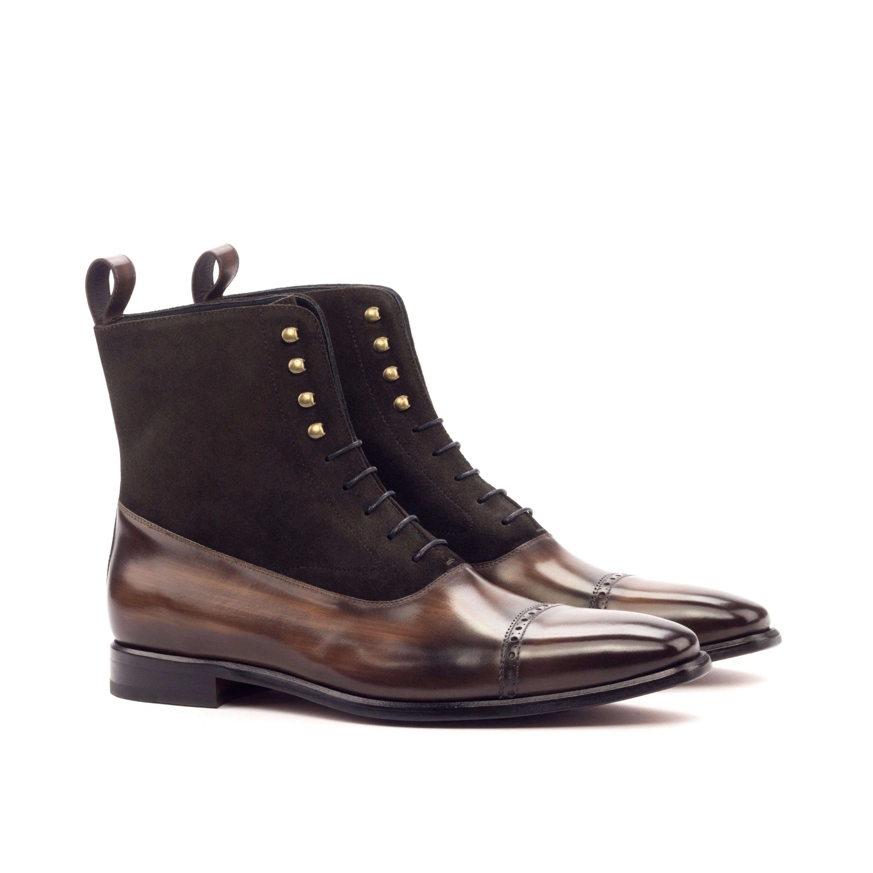 Capone balmoral patina boots II in brown leather and suede