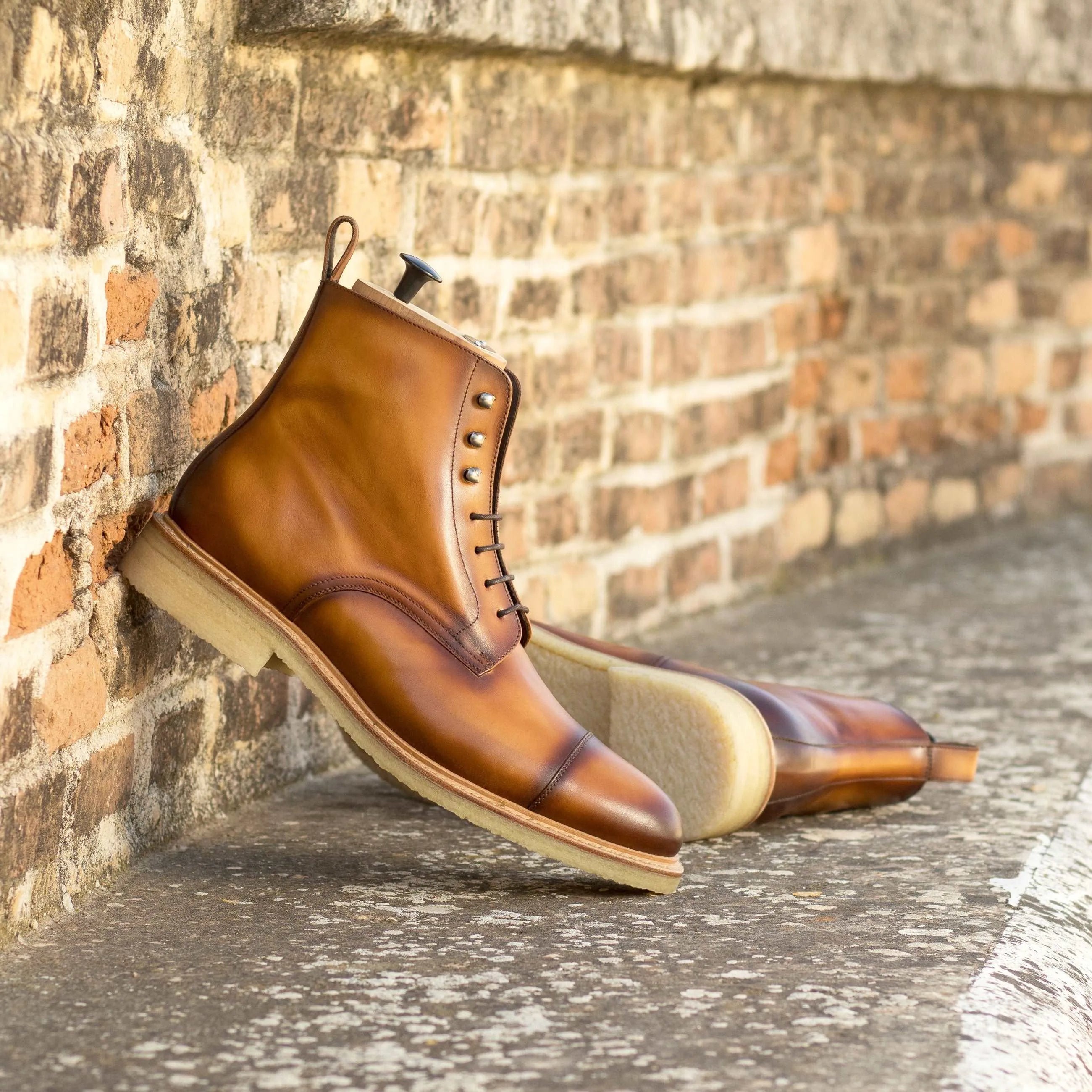 Brown Allisio Jumper Boots II leather lace-up side view