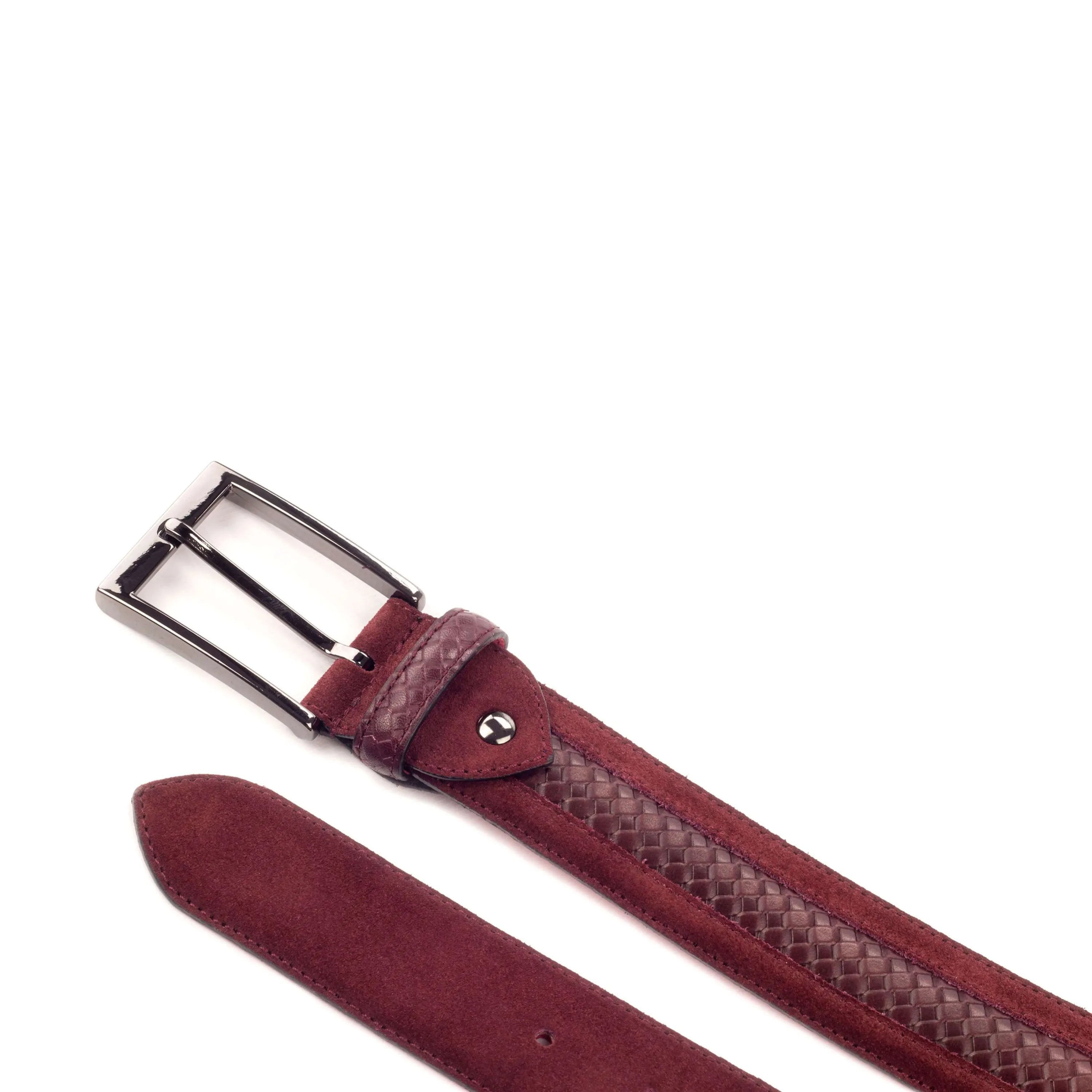Amit Venice Belt: maroon leather with silver buckle