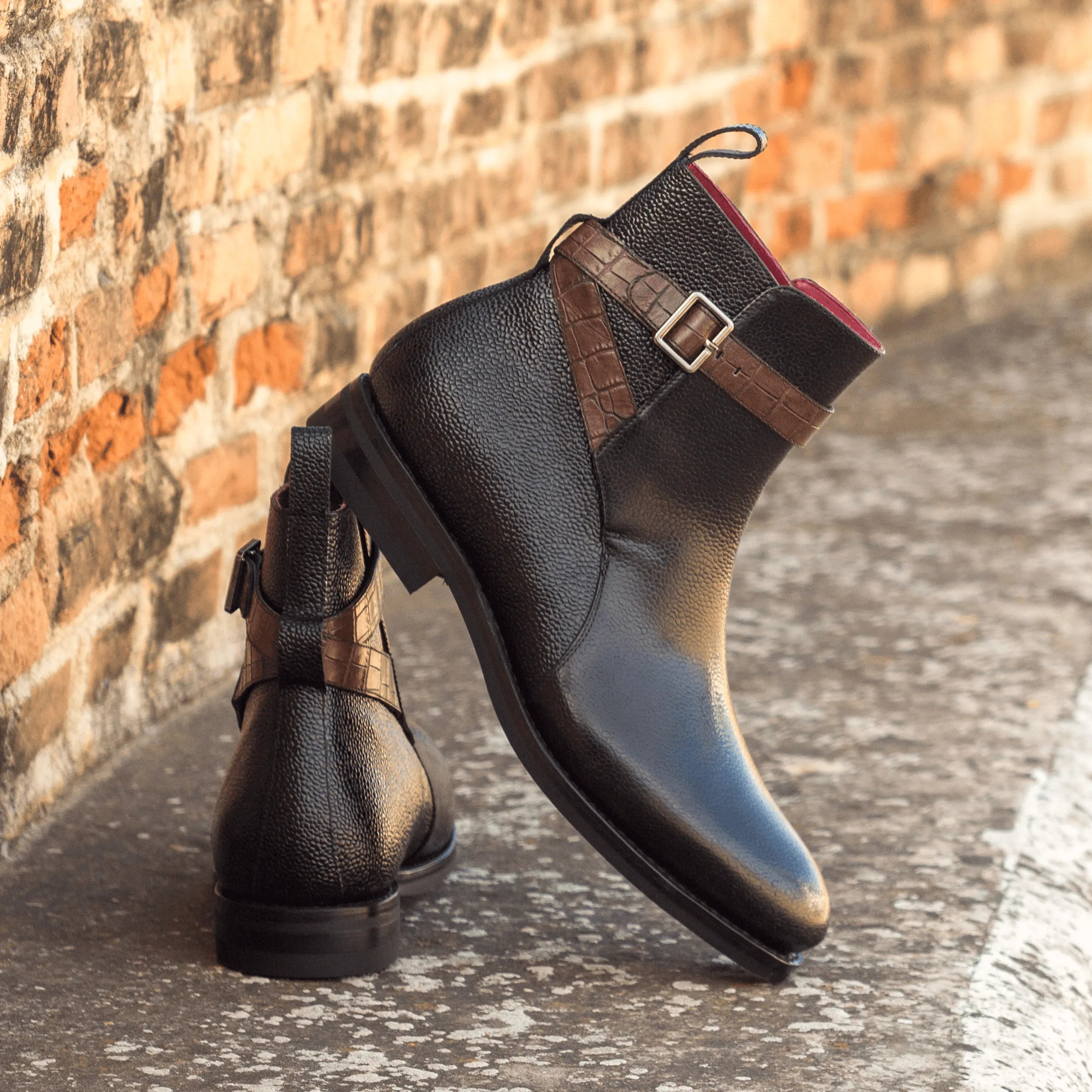 Black Anastasio Jodhpur Boots II with leather ankle strap buckle