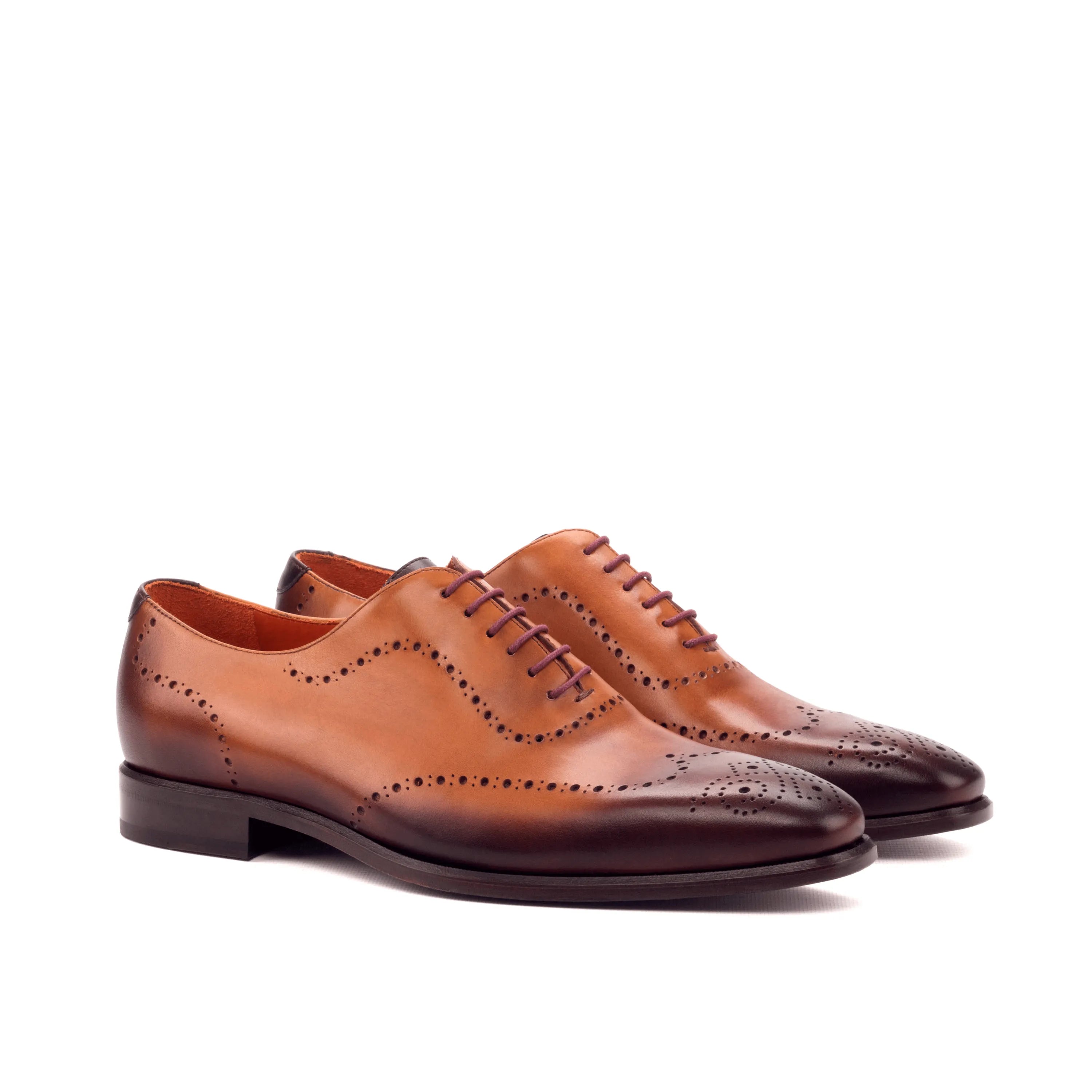 Brown leather wingtip Andrios wholecut shoes
