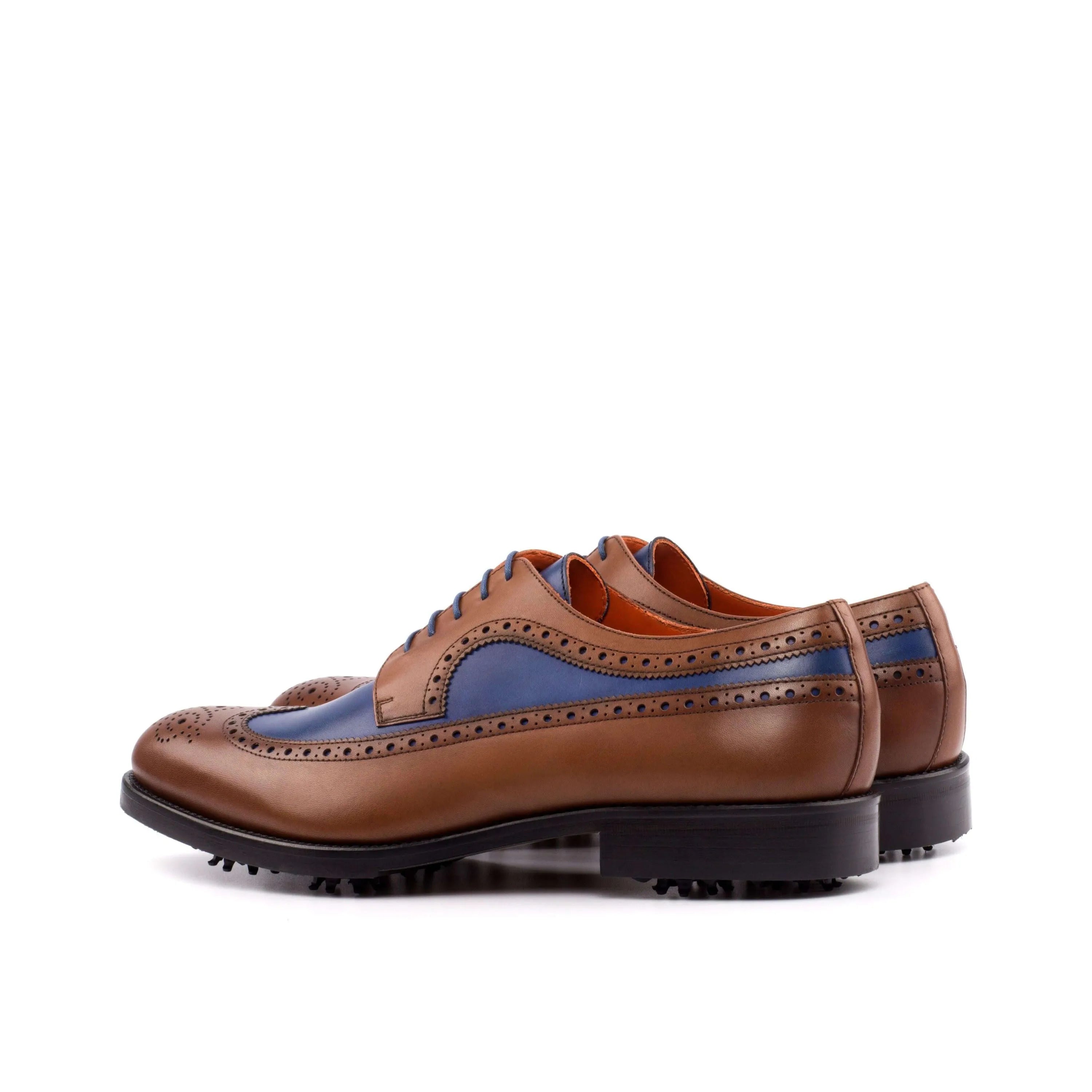 Andy Longwing Blucher golf shoes II in brown and blue leather