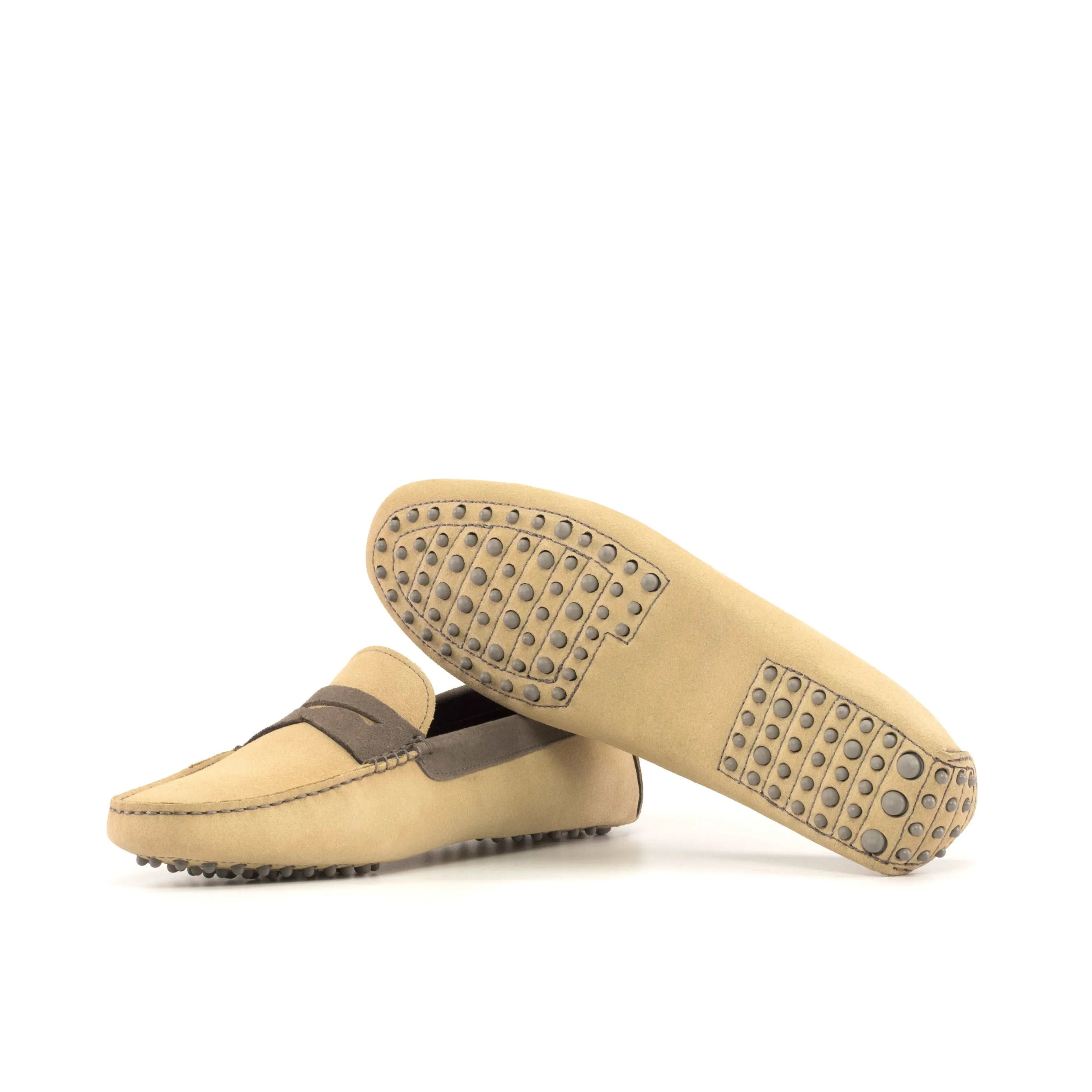 Anthony Driver beige leather driving loafers, luxury bespoke shoes for men