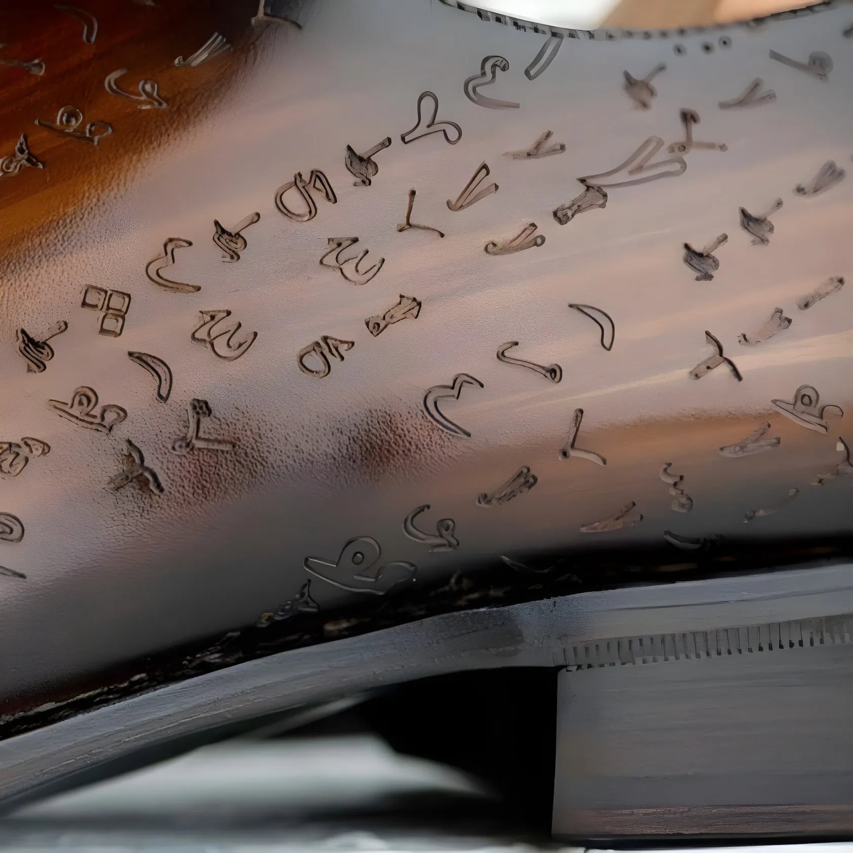 Brown Arabic matrix patina wholecut shoe in Italian crust leather