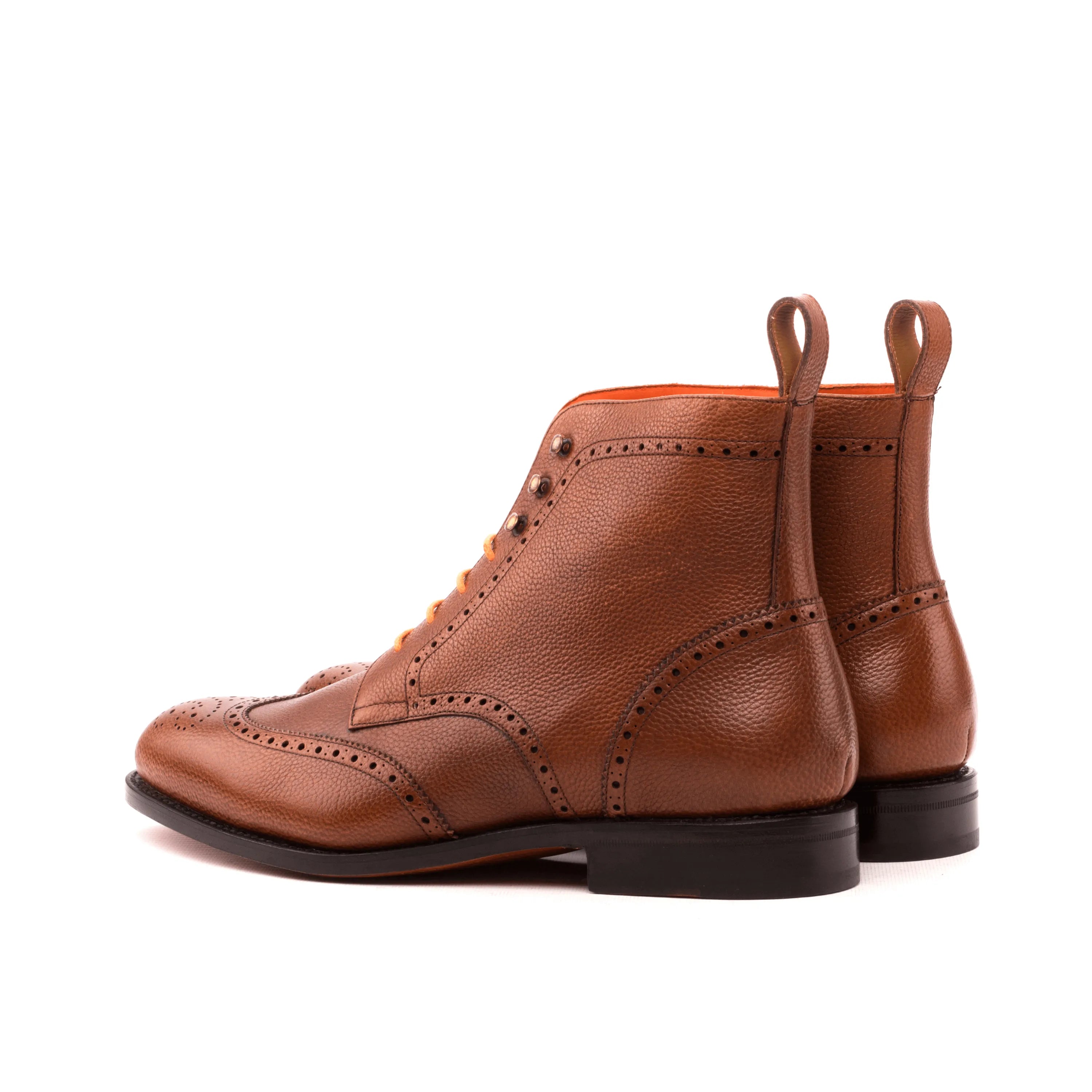Aram Military Brogue Boots brown leather wingtip Octavian boots
