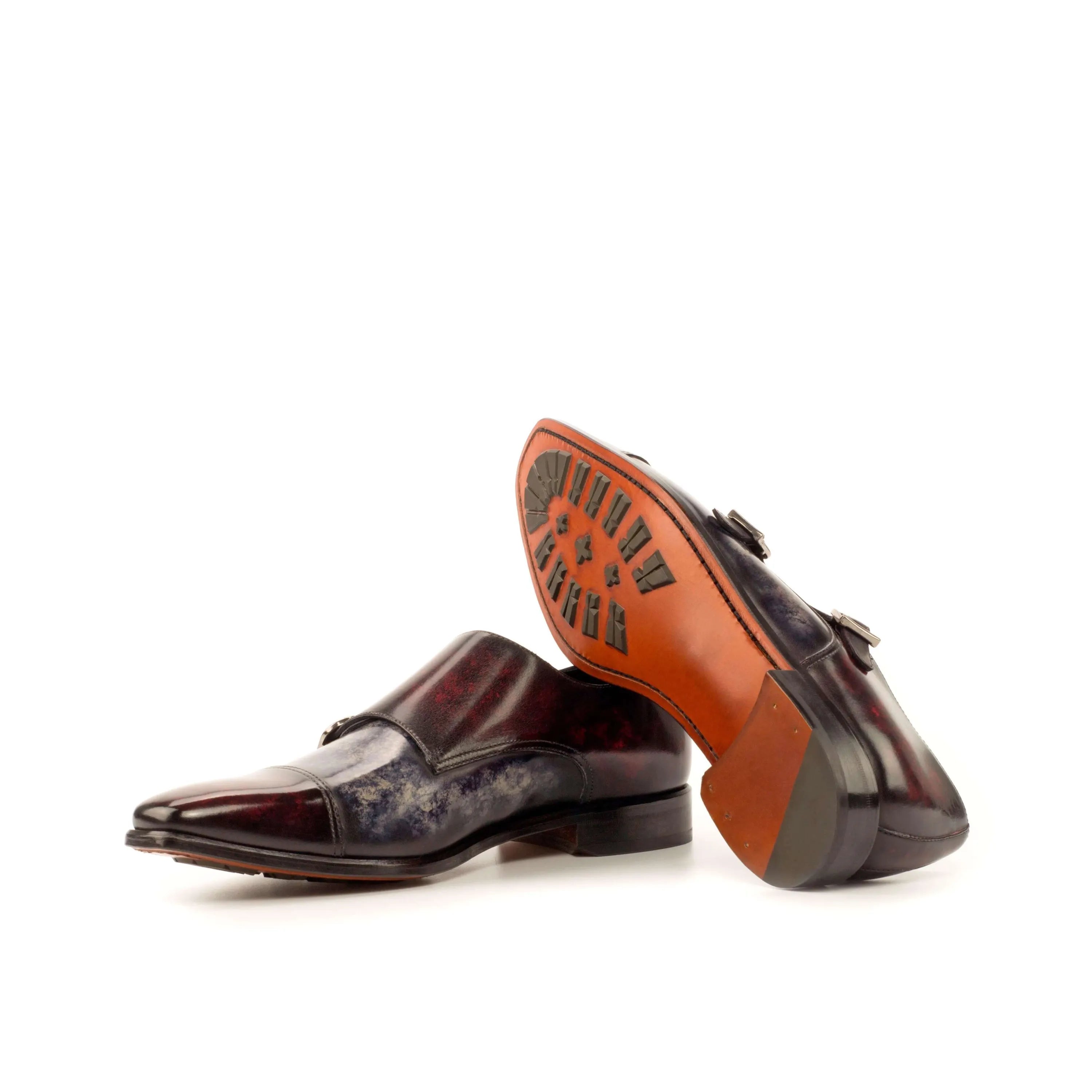 ATL Double Monk Patina burgundy leather double monk shoes
