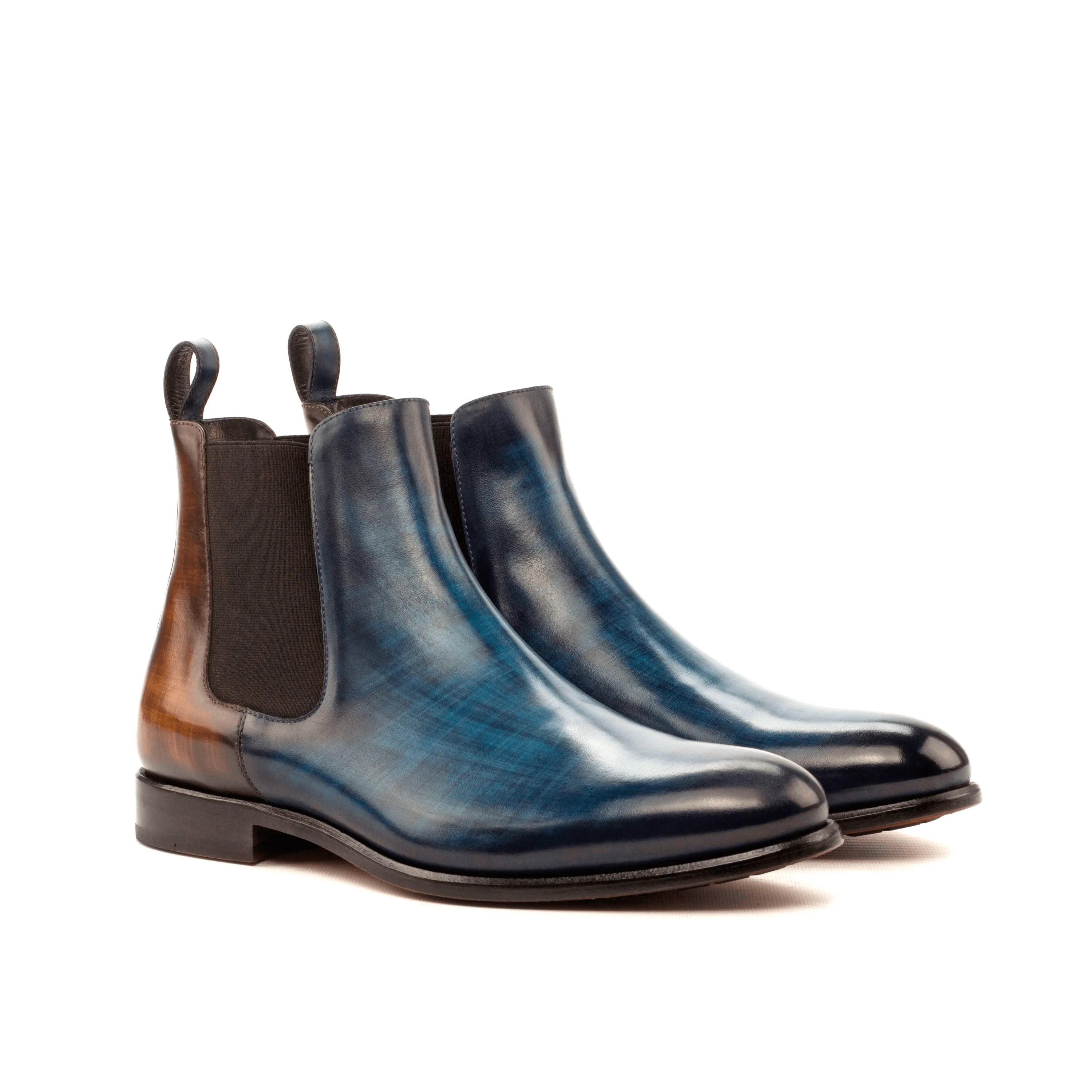 Babak patina Chelsea boots II pair of blue leather Chelsea boots