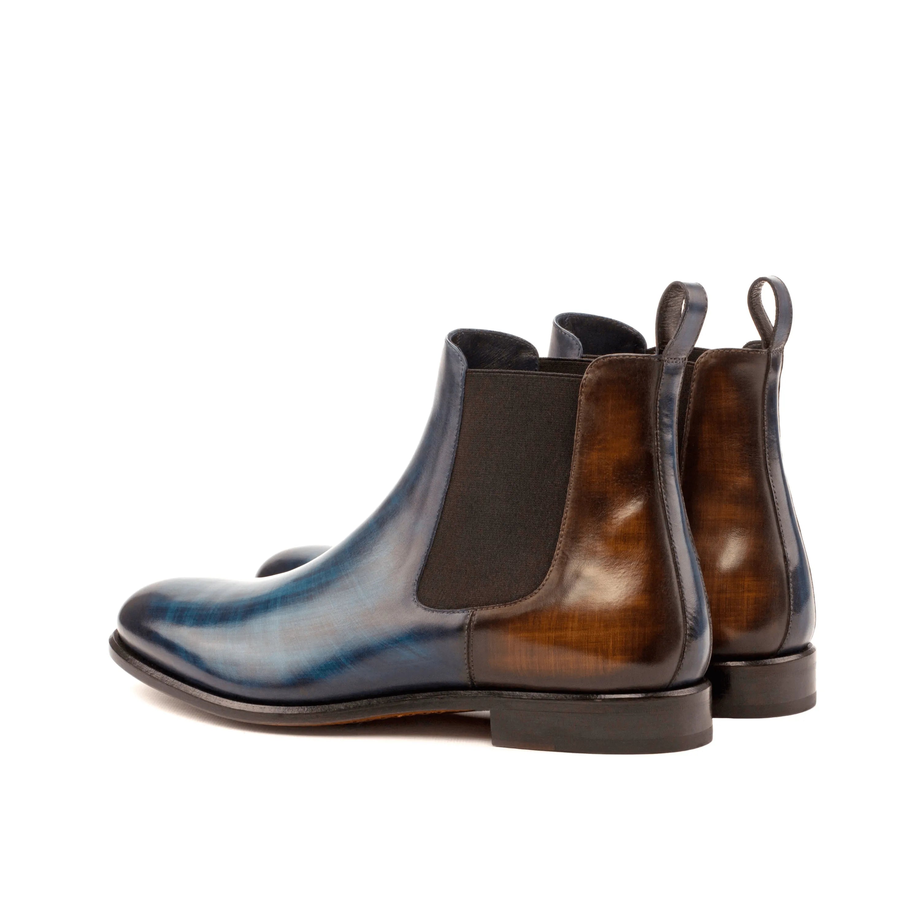Babak patina Chelsea boots in two-toned leather with crust patina