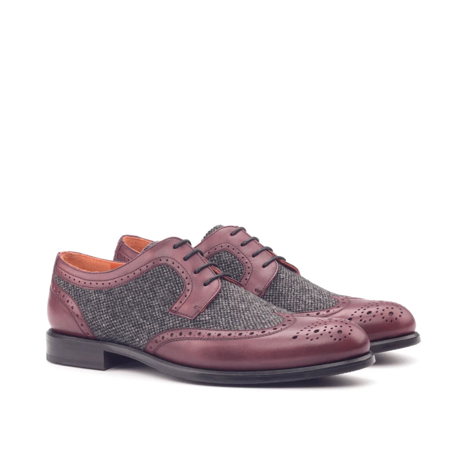 Balbina Ladies Derby Wingtip II burgundy leather tweed blucher shoes