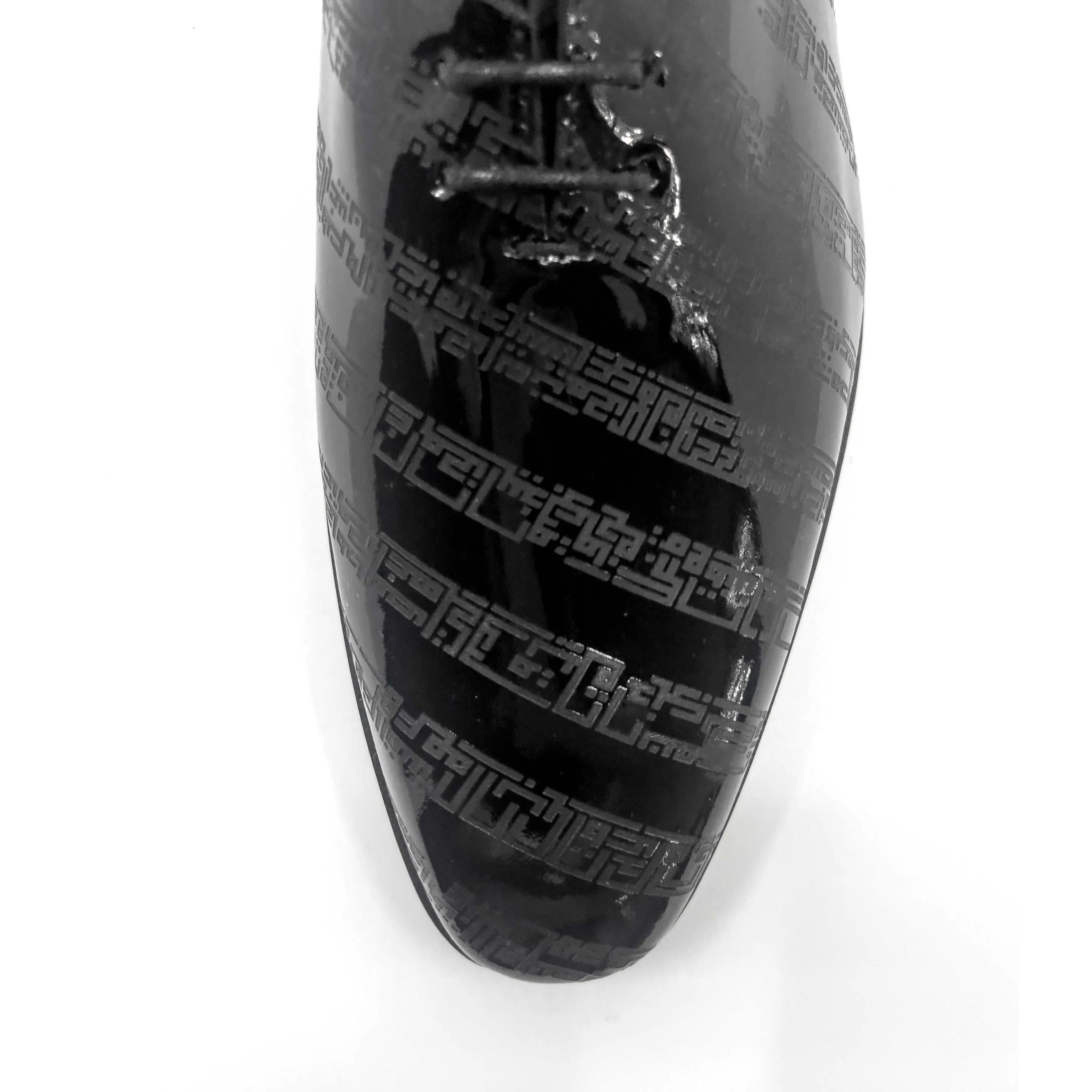 Black patent leather throne wholecut luxury bespoke shoe for men