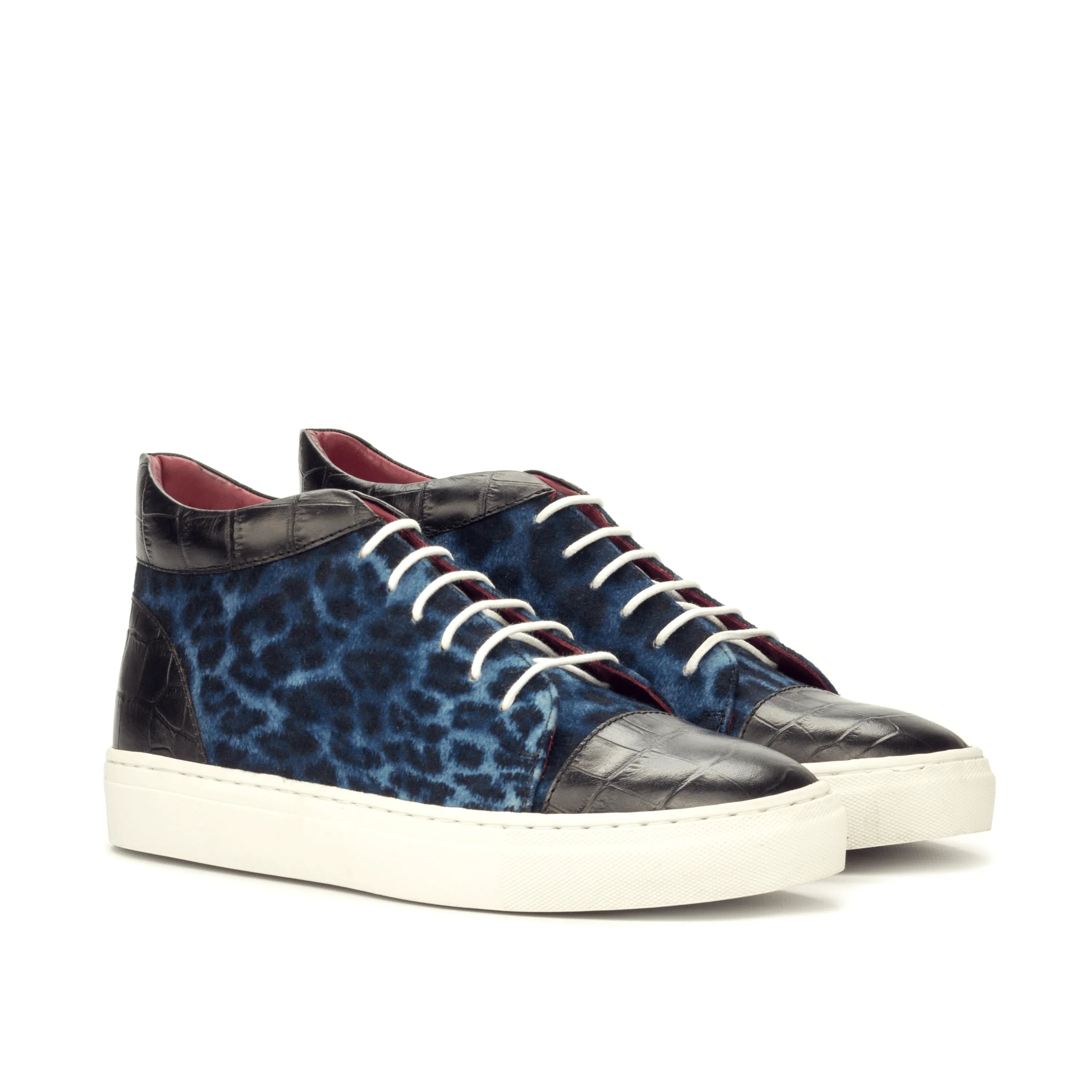 Belen high trainer sneaker in blue leopard print for men