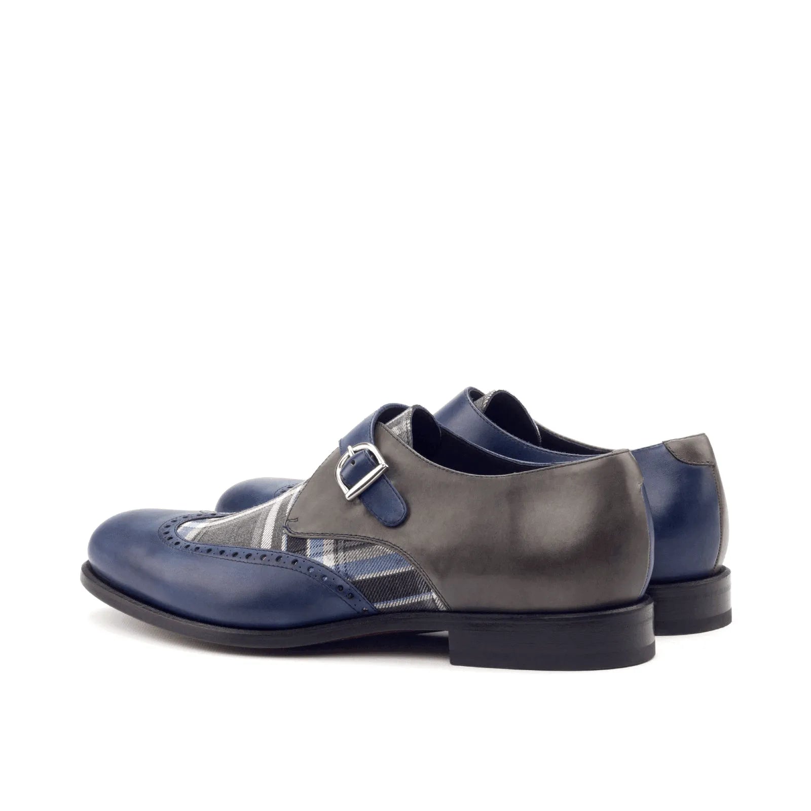 Benz Single Monk II two-tone painted calf rounded toe monk strap shoes