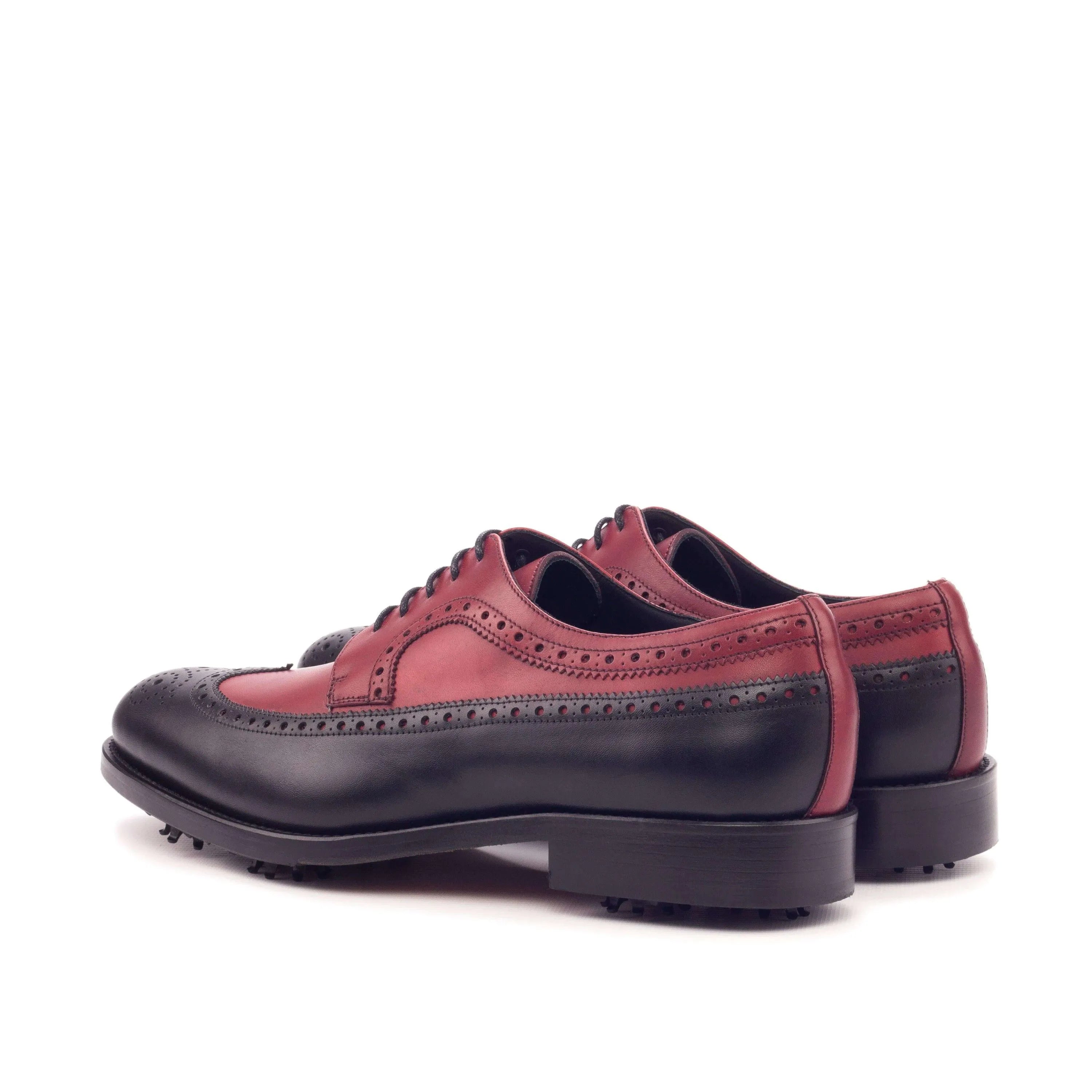 Birdie Long Blucher two-toned leather wingtip saddle golf shoes