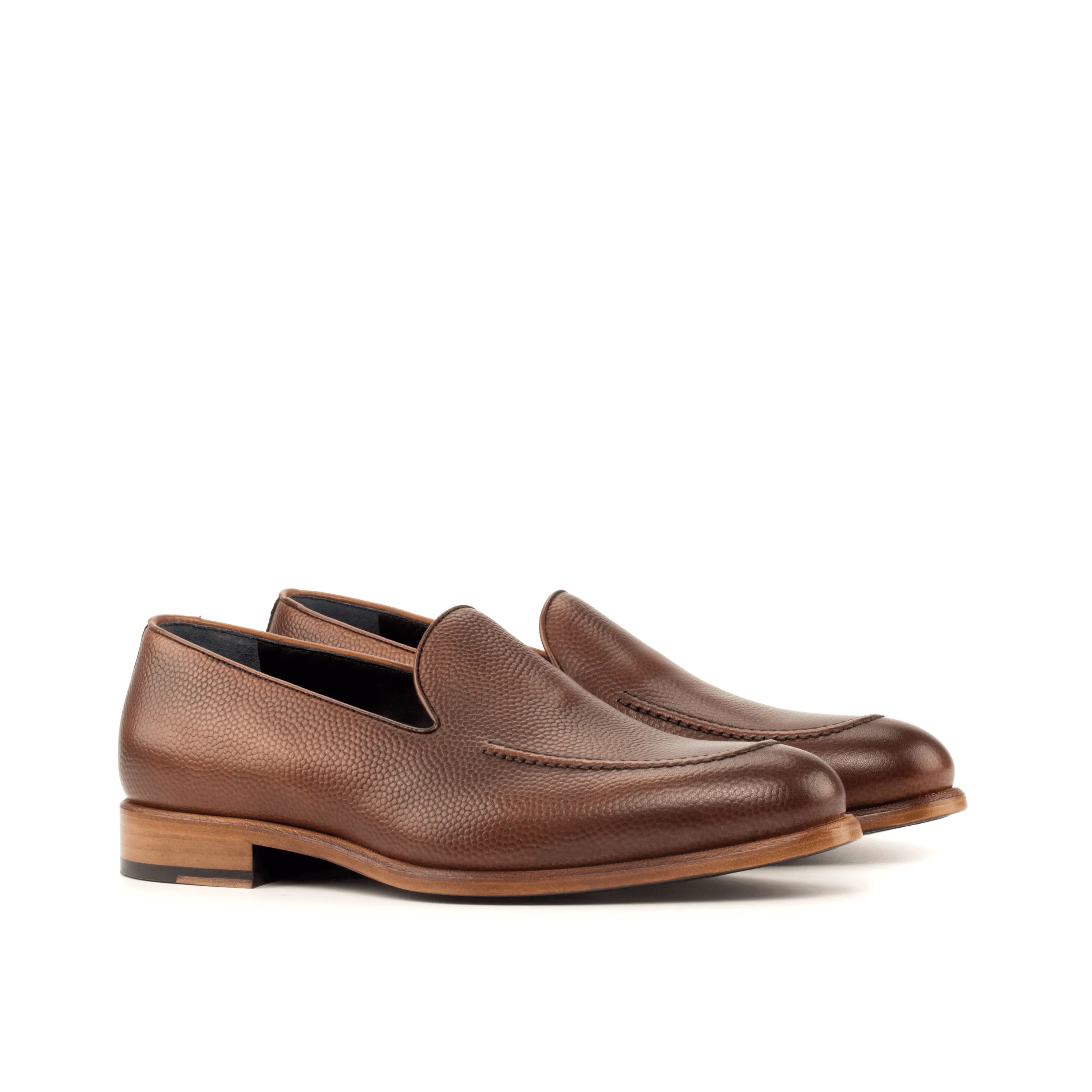 Back view of Biyen Loafers II brown leather loafers with pointed toe shape