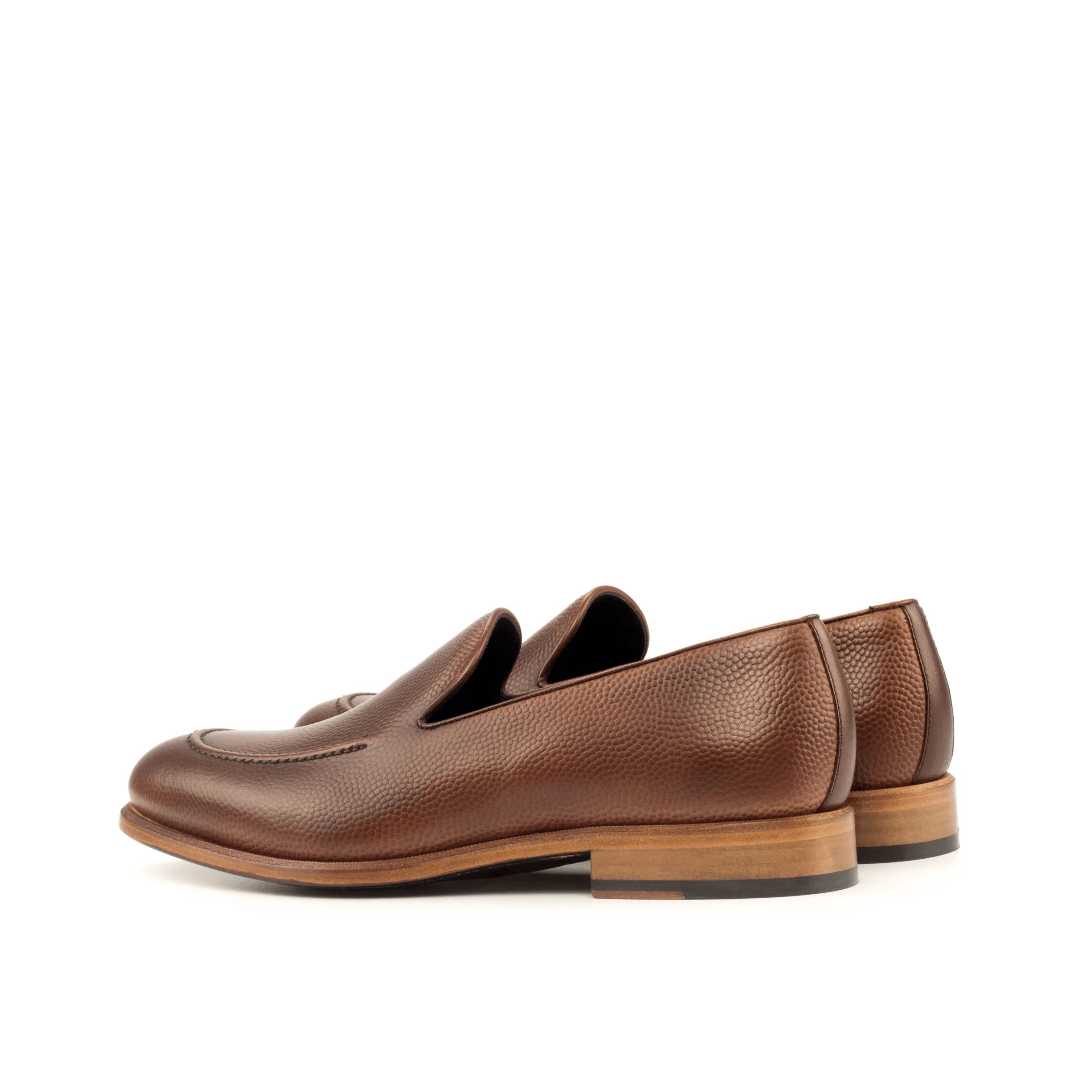 Biyen Loafers II brown leather loafers with pointed toe shape and total length view
