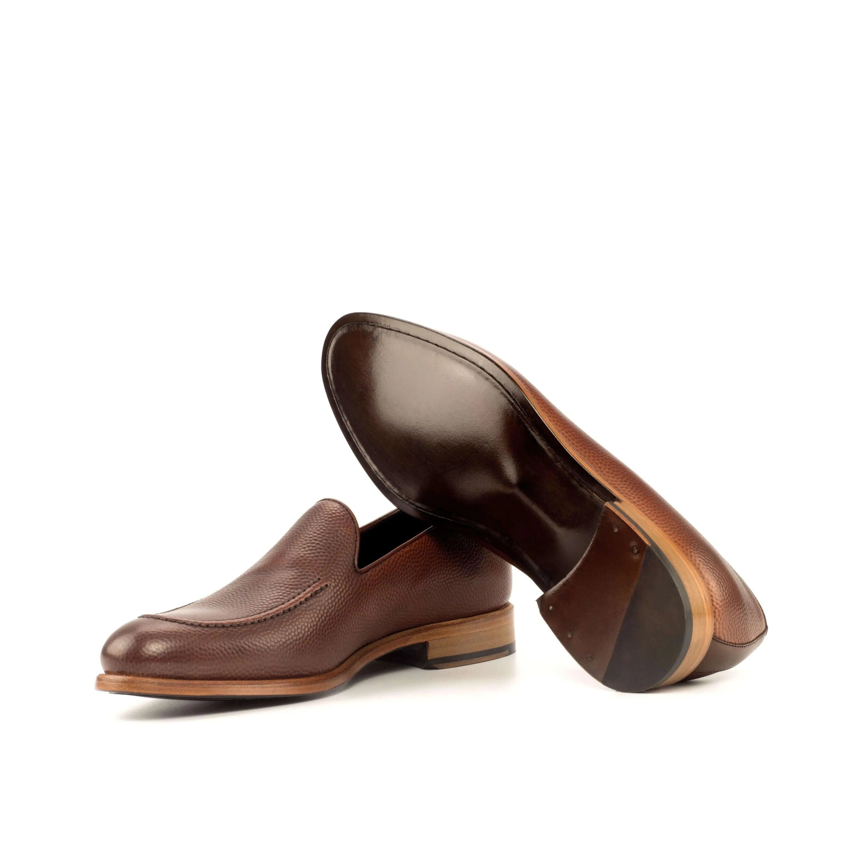 Pair of Biyen Loafers II brown leather loafers with rounded toe shape