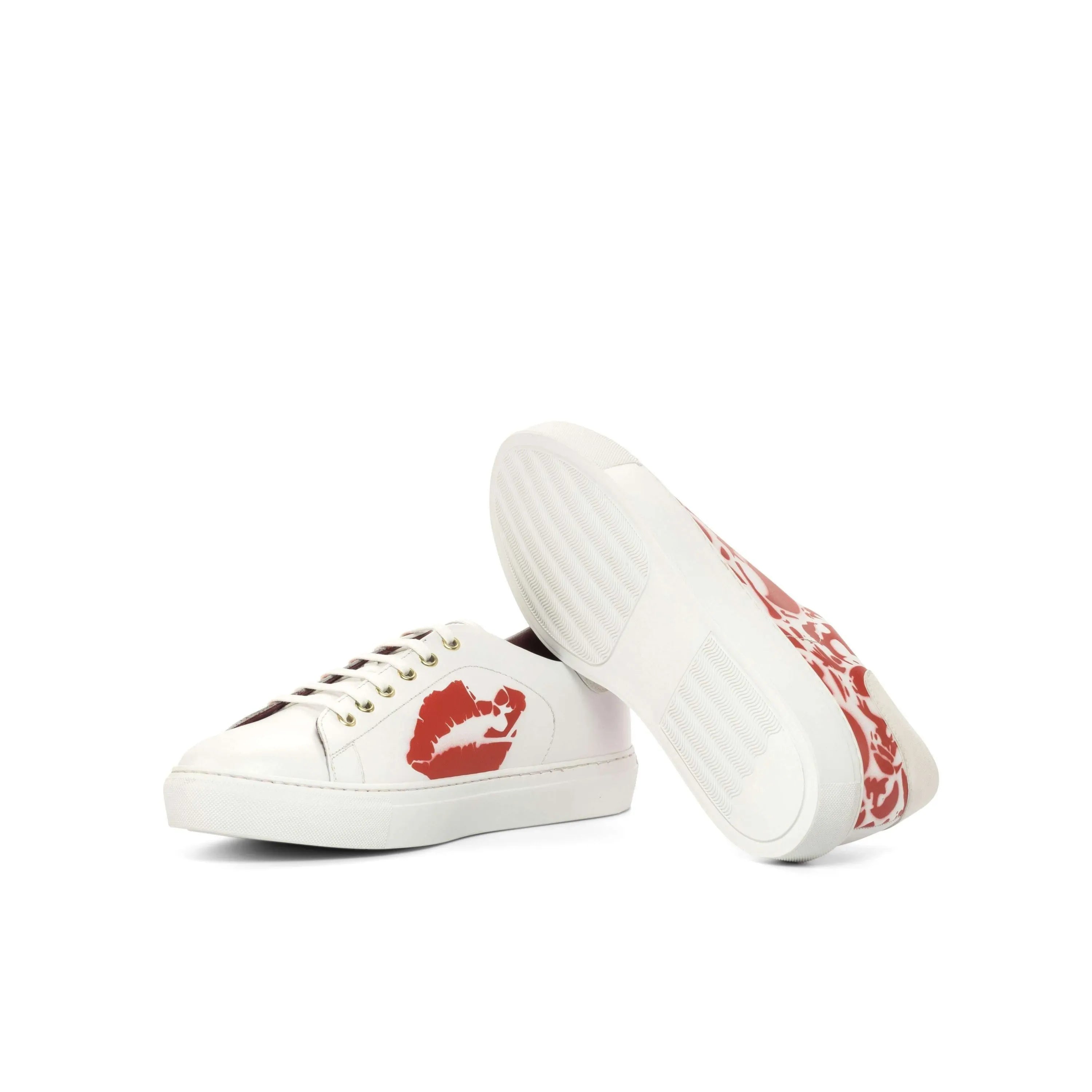 White Blake Trainer Sneaker II with red lip print