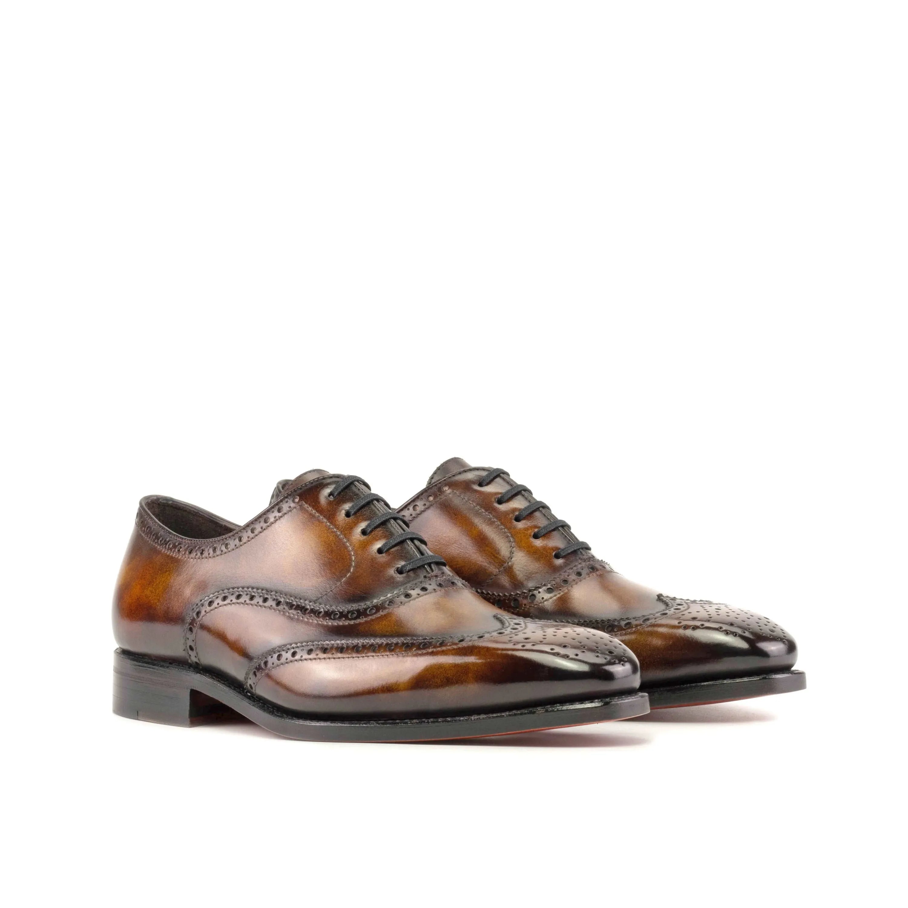 Bondo patina full brogue shoes II in brown leather wingtip style