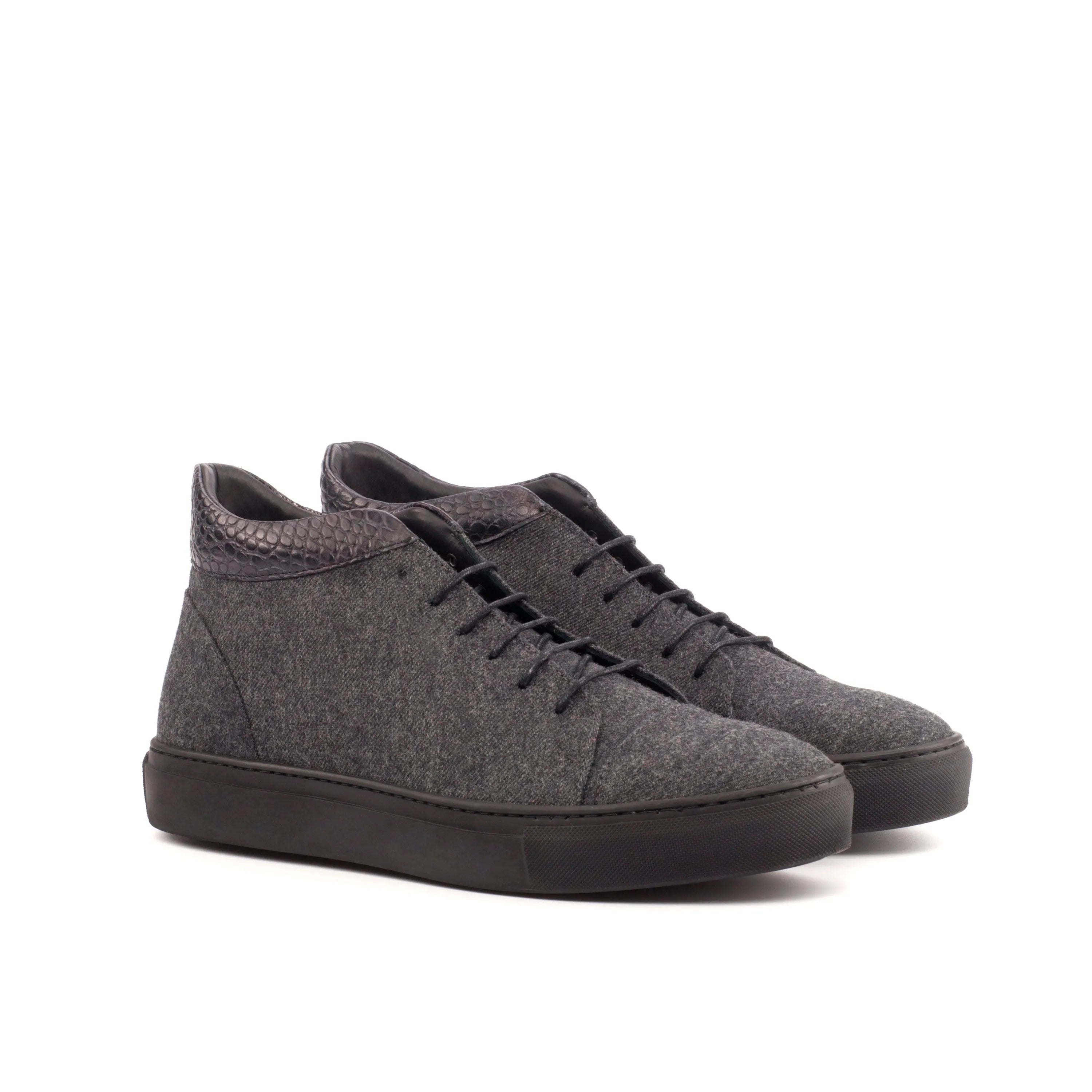 Gray Bonza high top sneakers II in luxury bespoke shoes for men