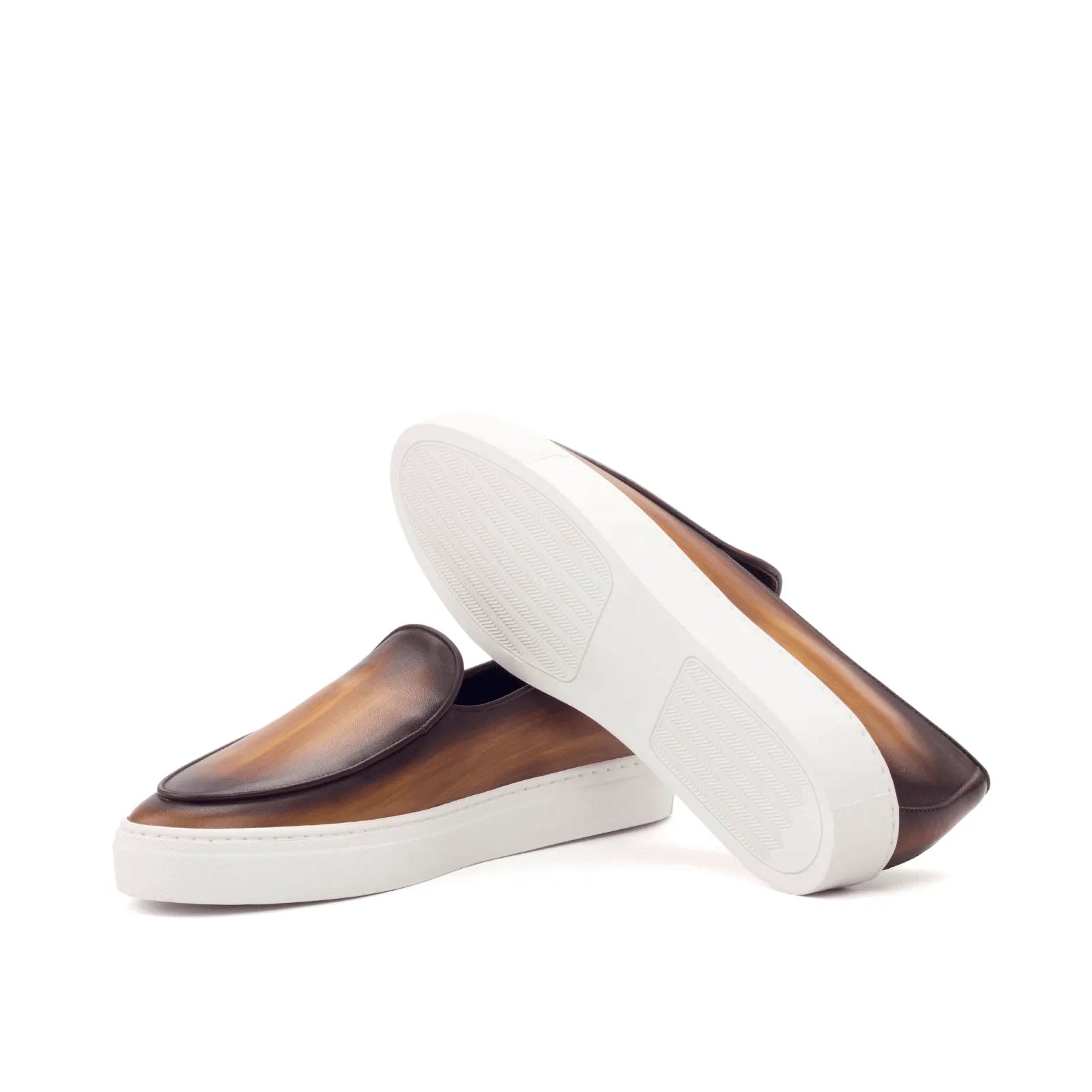 Boss Belgian sneaker II brown leather slip-on sneakers with white soles