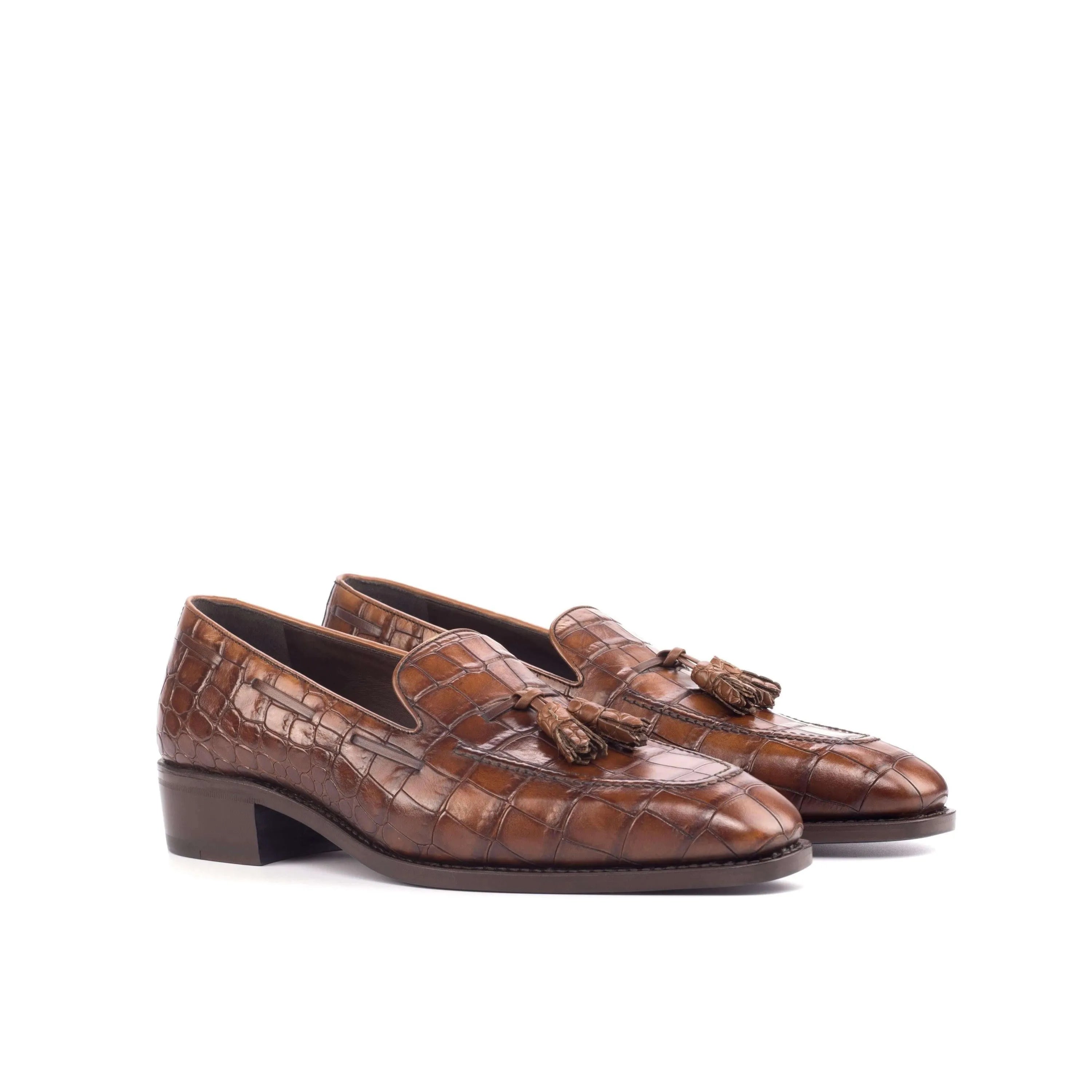 Brown leather tassel Bruno Croco Loafers II with chisel toe