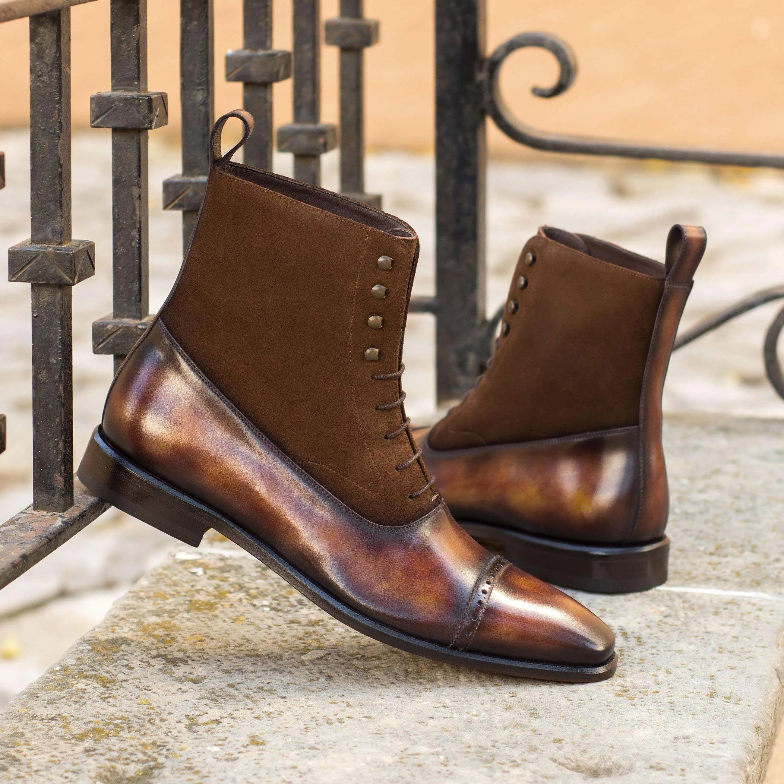 Chavez Patina Balmoral Boots II in brown leather and suede