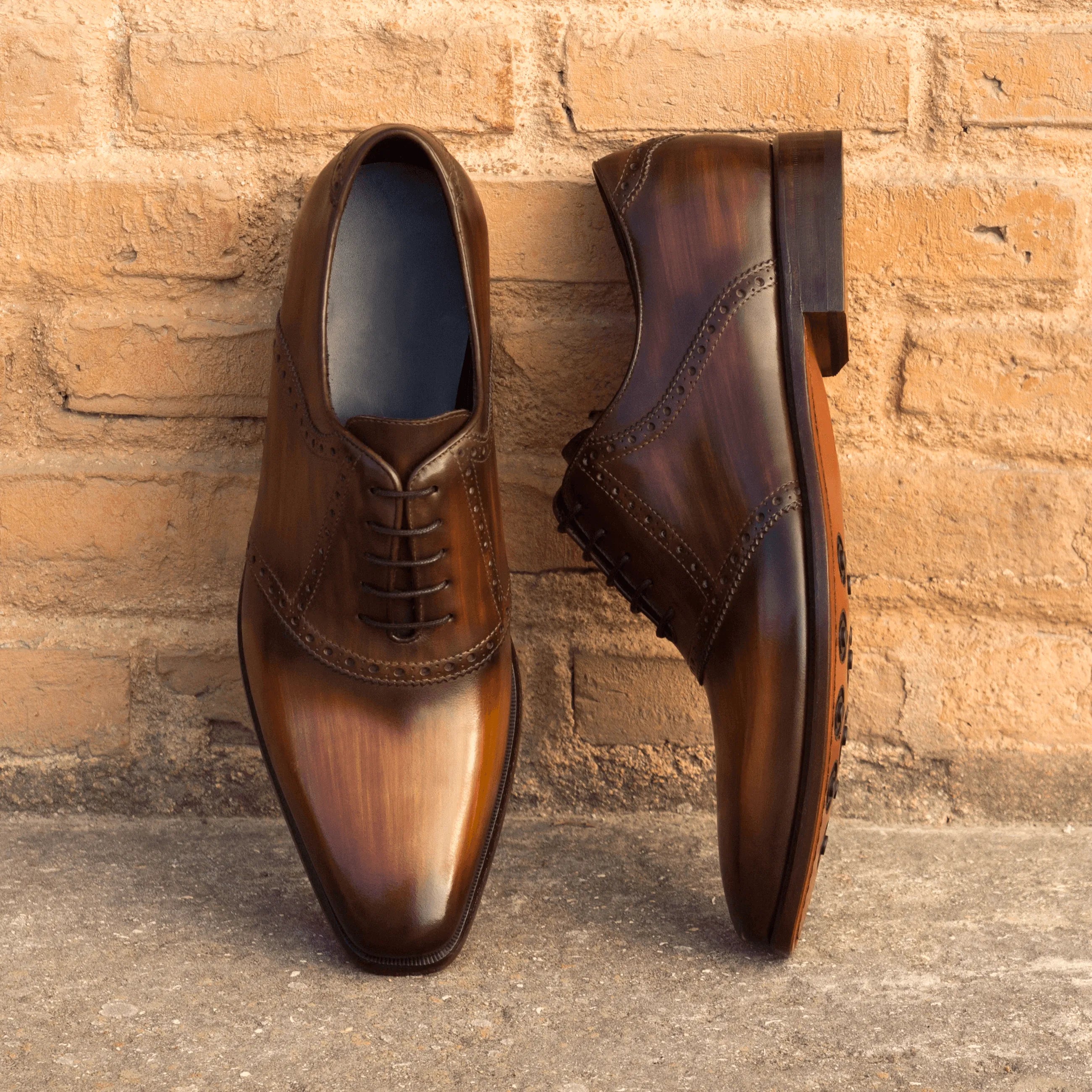 Chhota saddle patina shoes II brown leather dress shoes