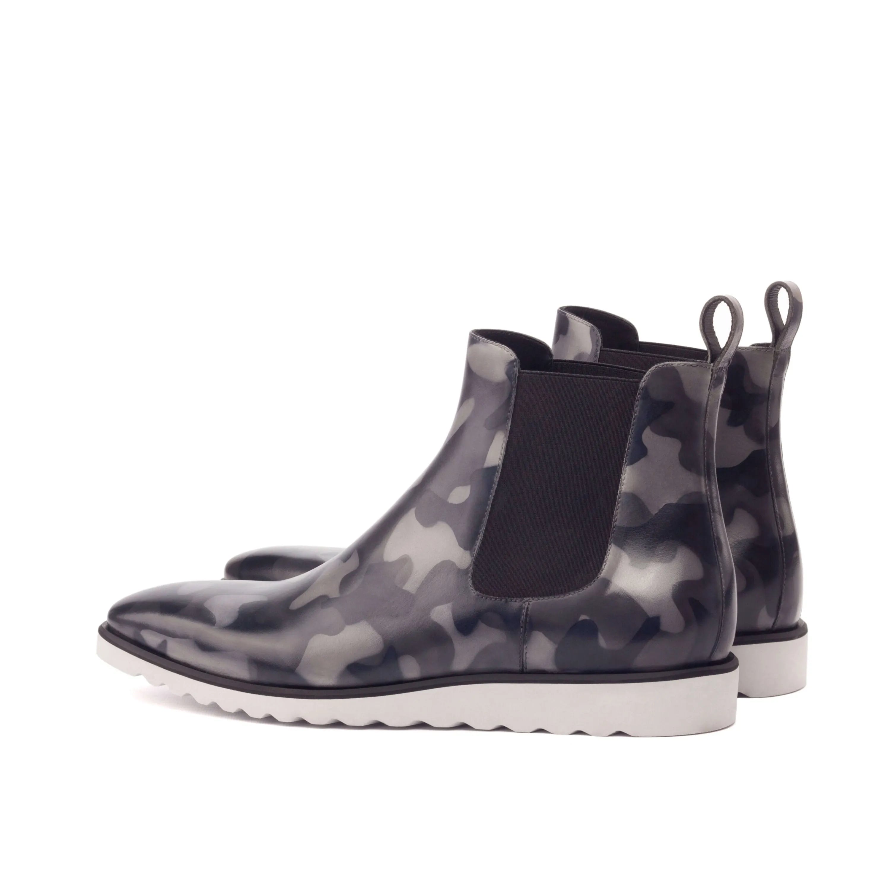 Camouflage Chelsea patina boots, Commando 2 back view