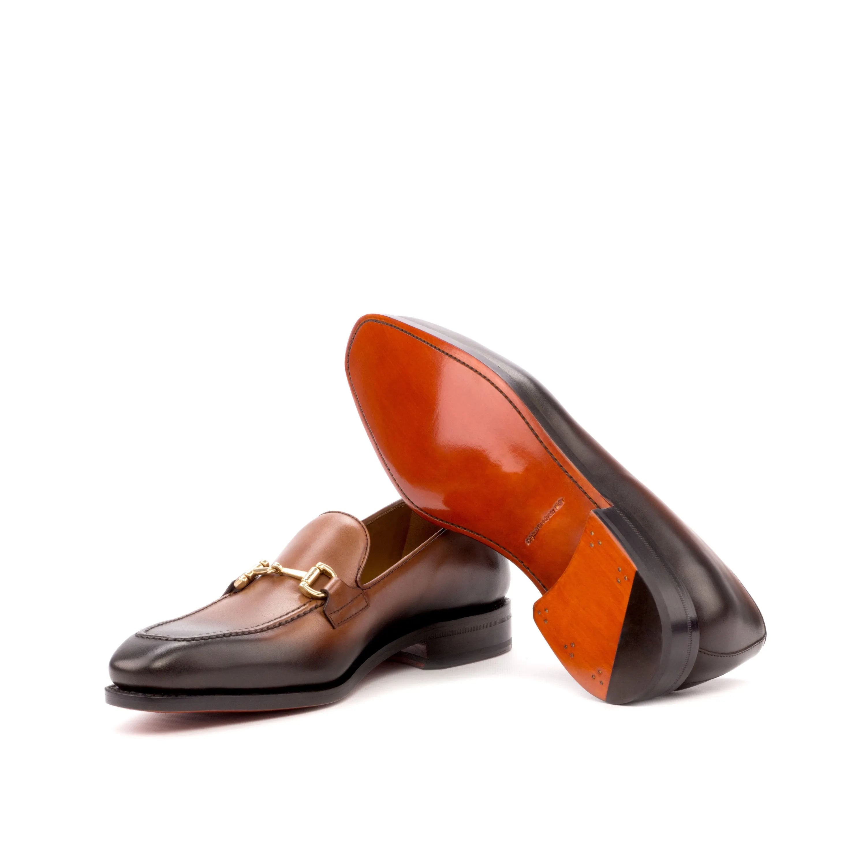 Cruspos loafers in med brown leather with horsebit detail