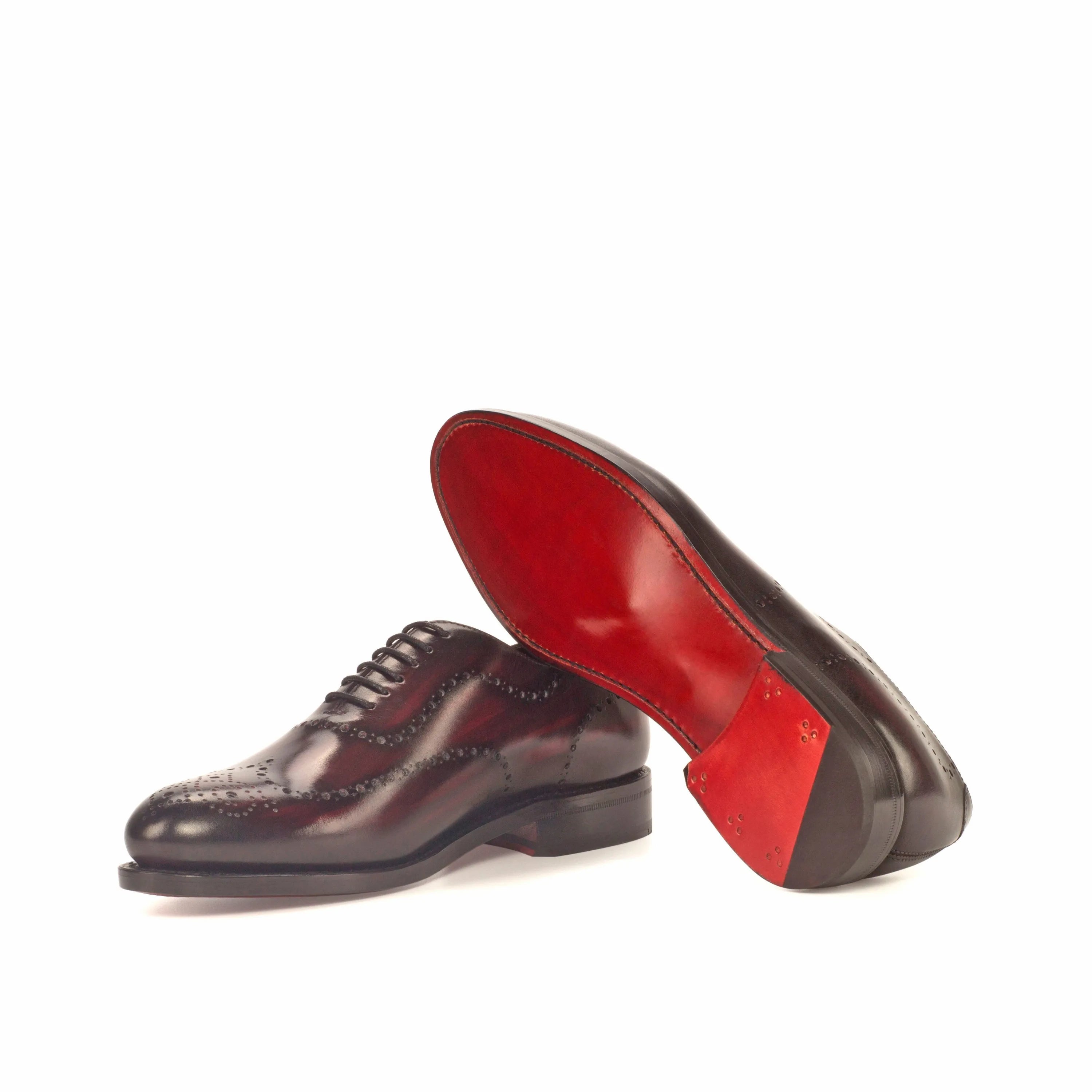 Darud Whole Cut Patina shoes with brown leather and red soles