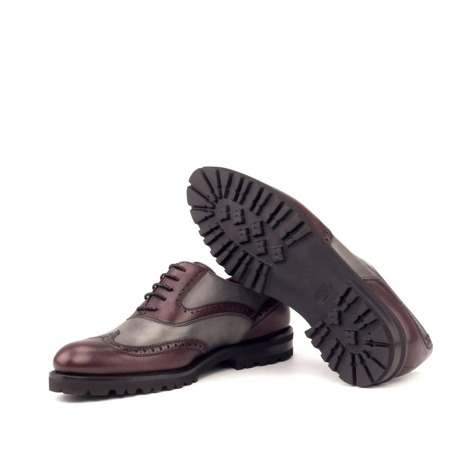 Delila ladies brogue shoes: two-toned leather with lug sole