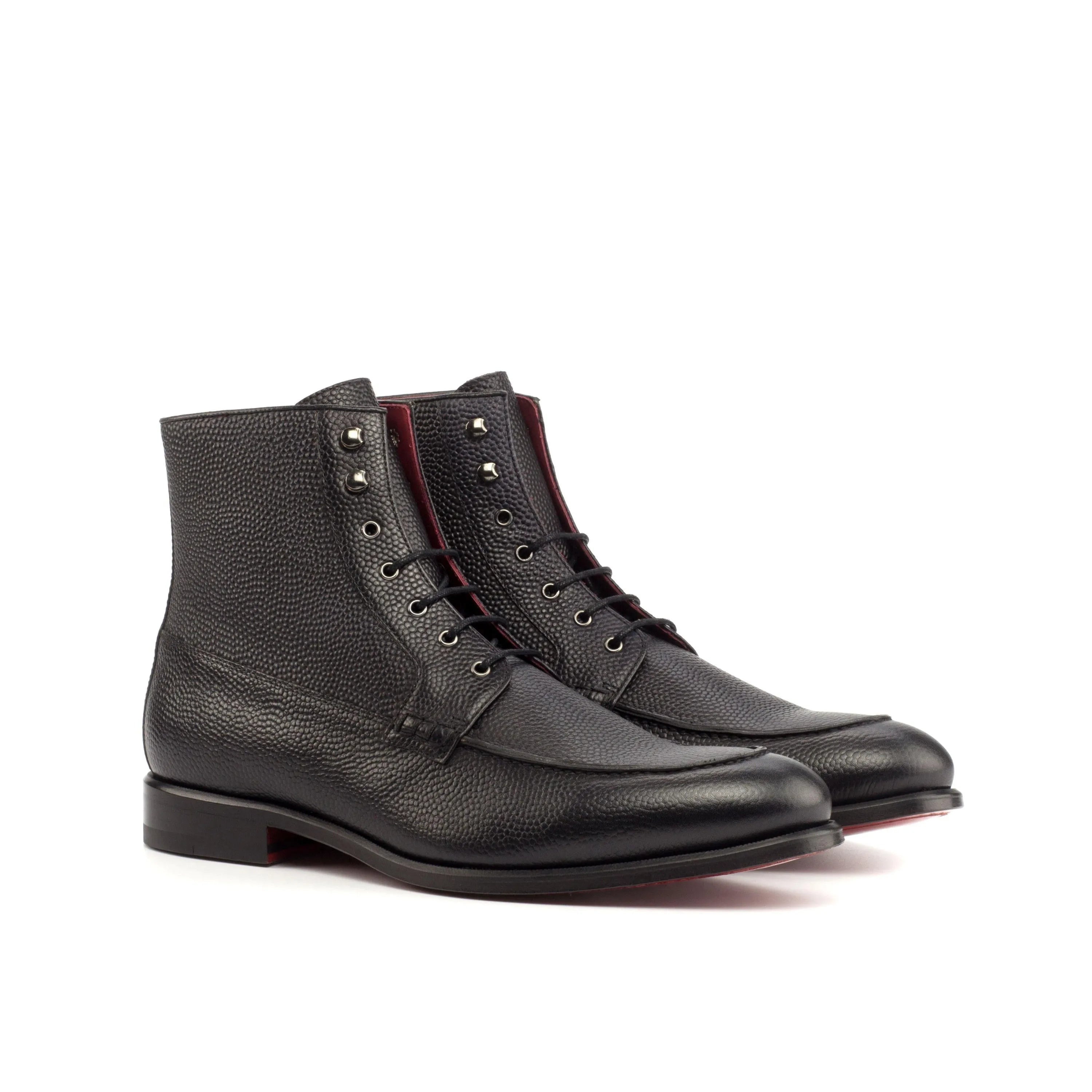 Back view of black leather Denver Moc Boot II lace-up moc boot