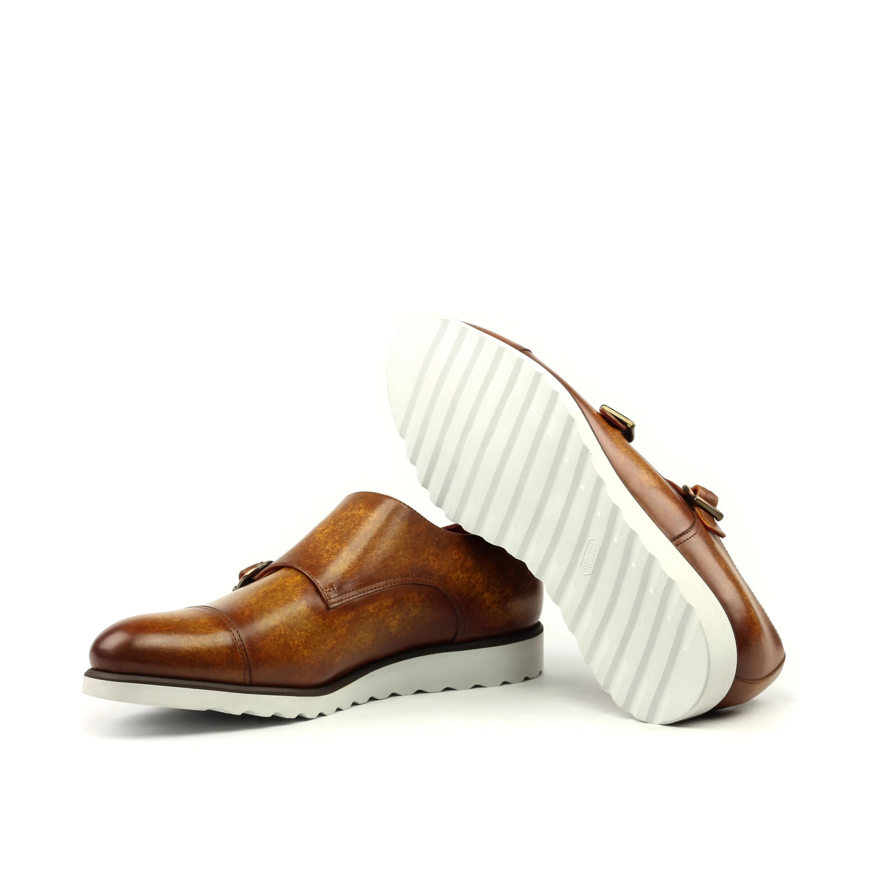 Dilya double monk patina brown leather shoes back view