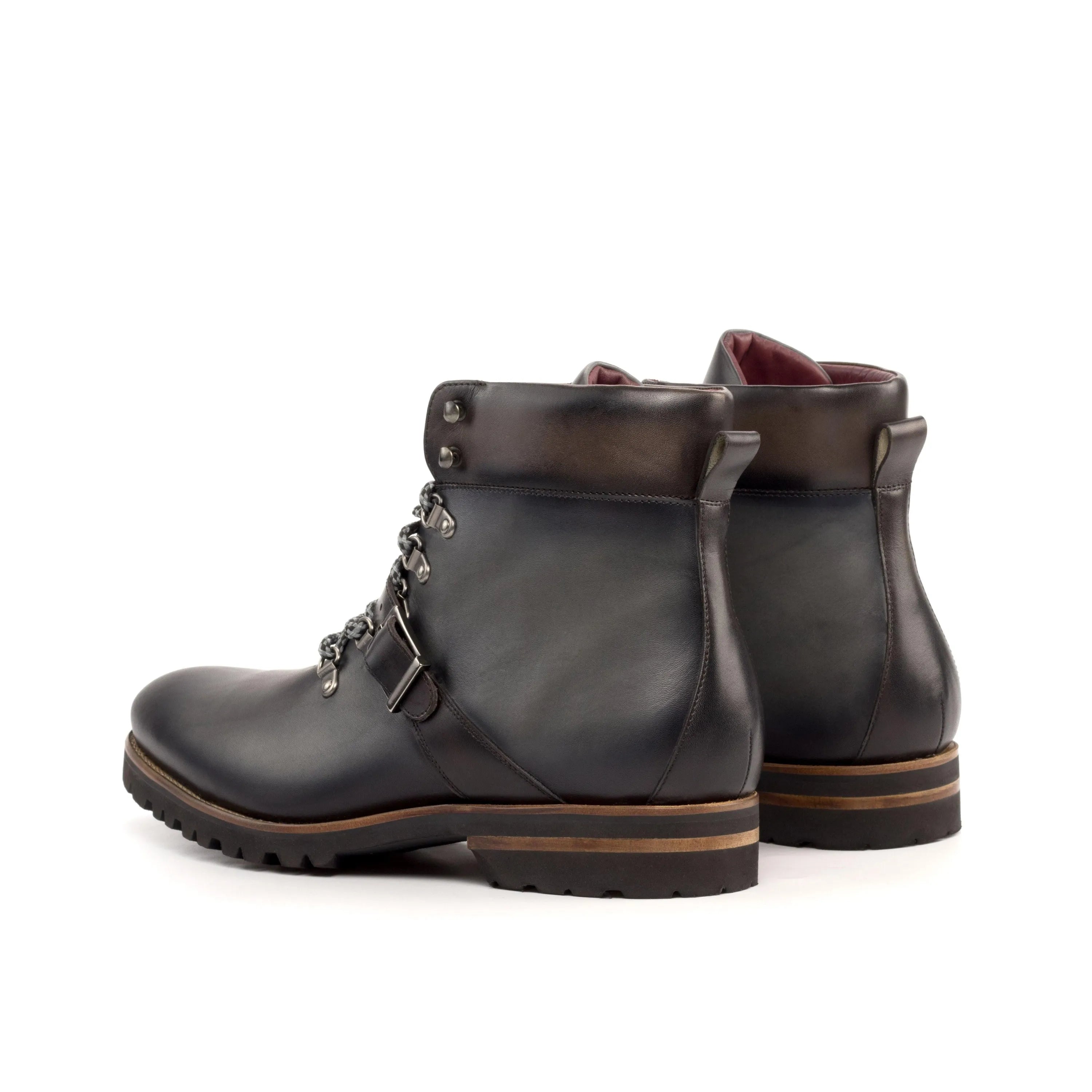 Pair of Dima hiking boots, leather hiking boots rear view