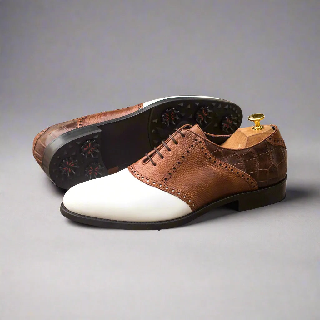 Dopud saddle golf shoes in two-tone design