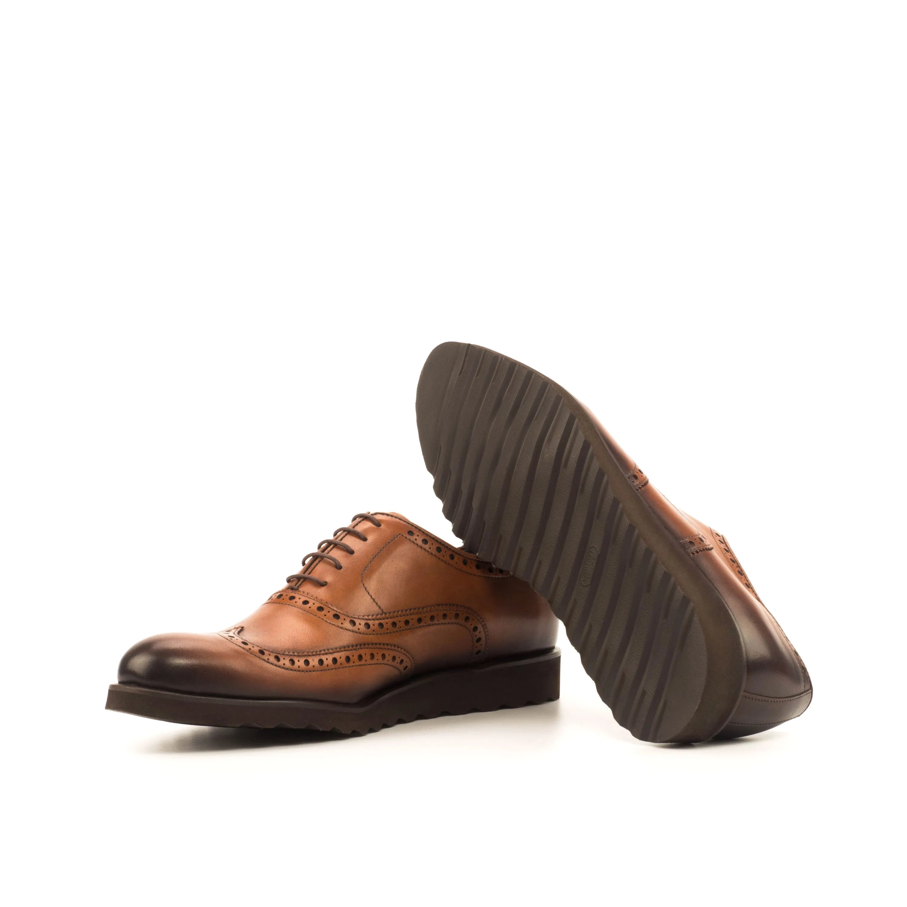 Dyami full brogue brown leather wingtip dress shoes for men