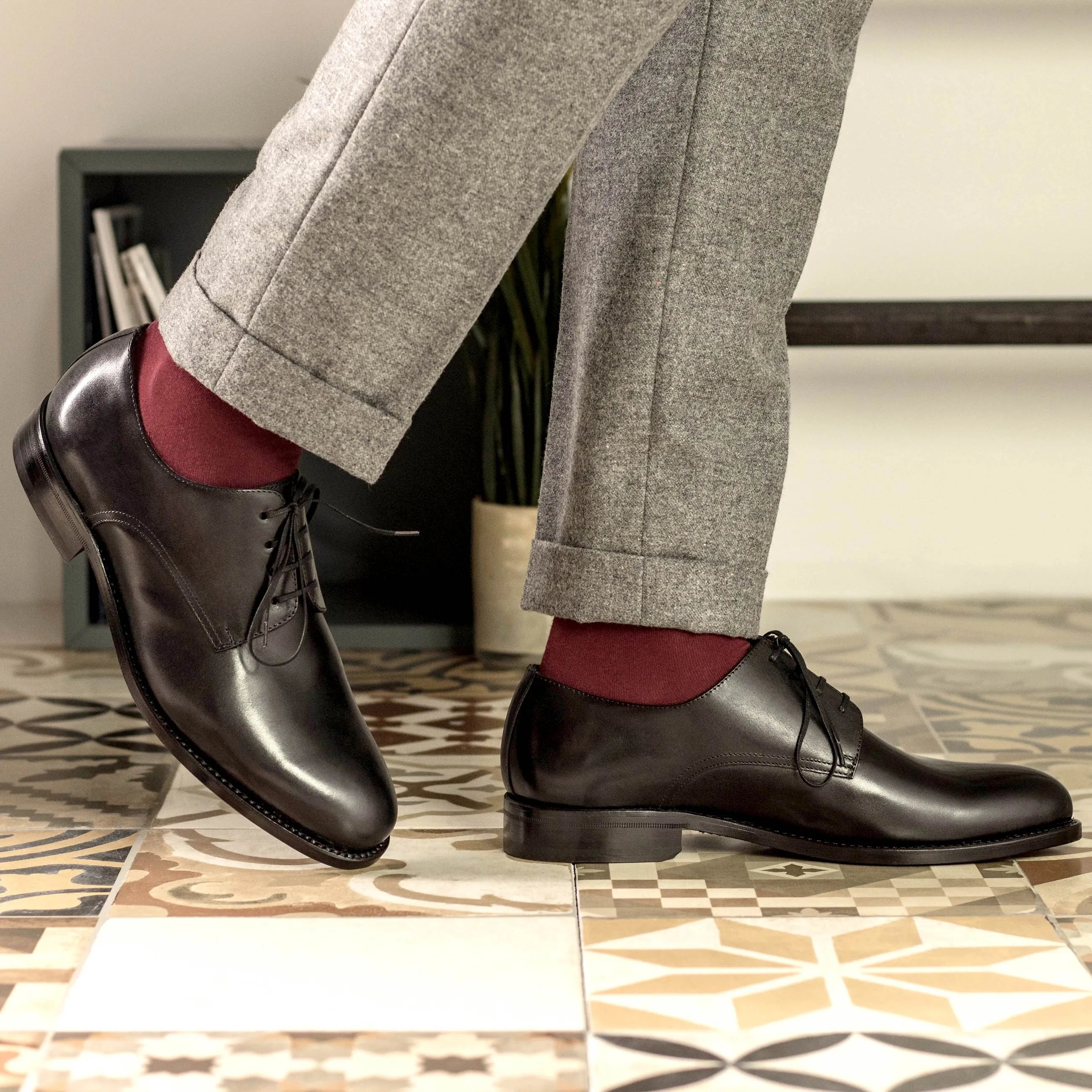 Edanos Derby shoes: black leather dress shoes in fast lane style