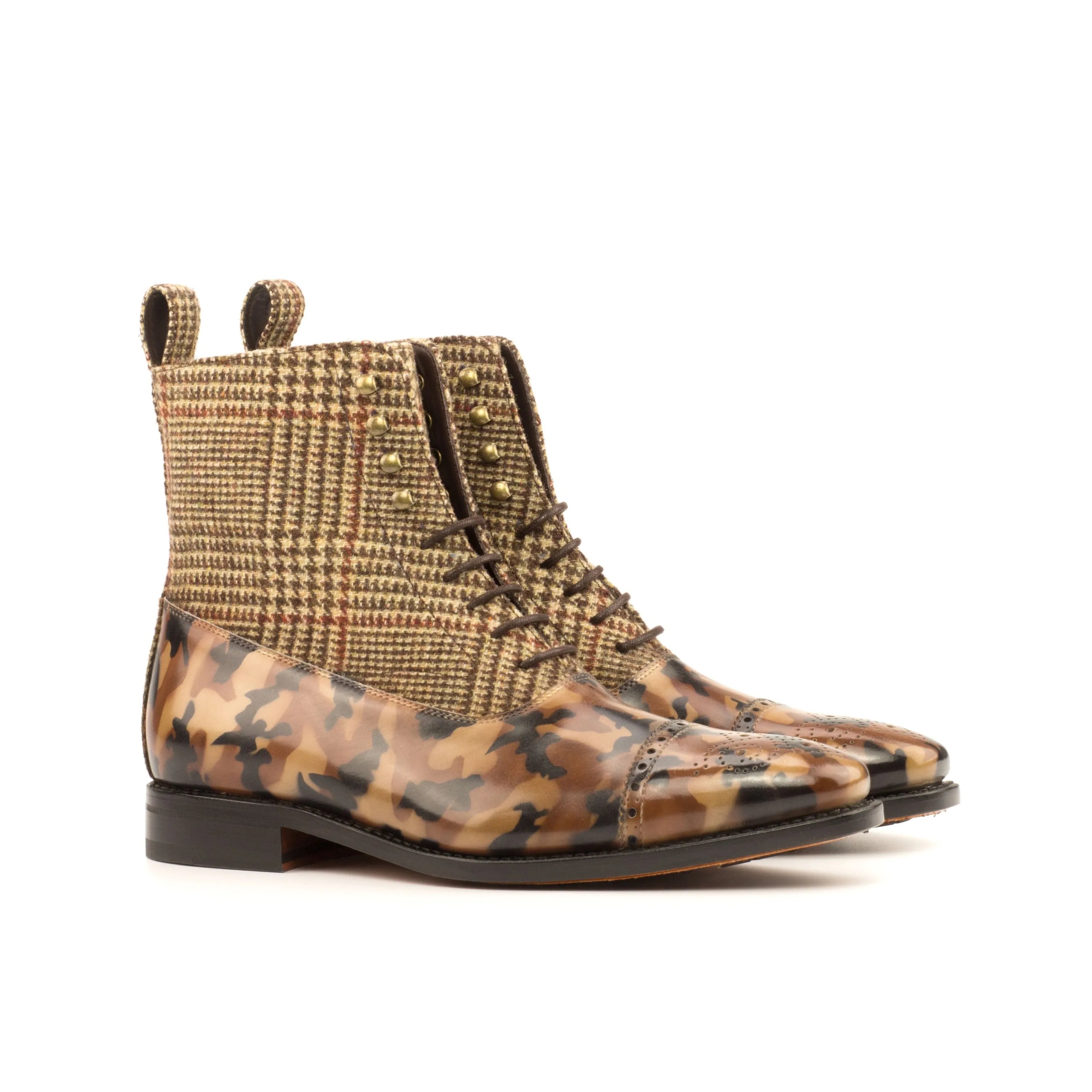 Enapay Balmoral Patina two-toned patterned lace-up boots