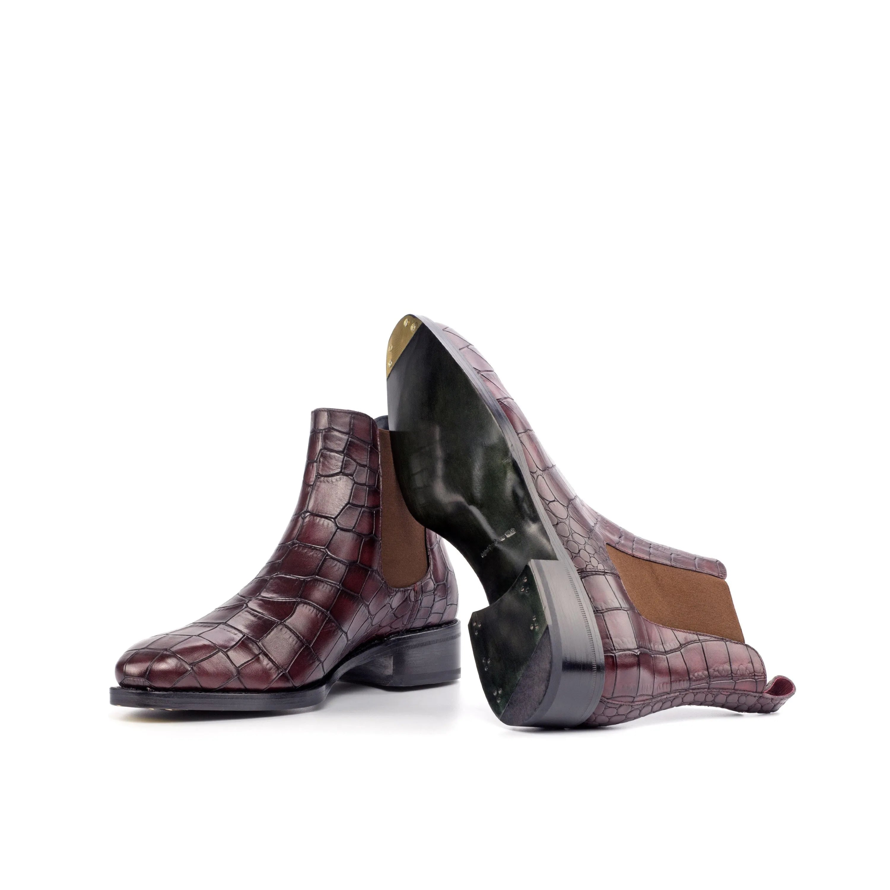 Pair of brown crocodile-patterned Fabino Chelsea Boots II