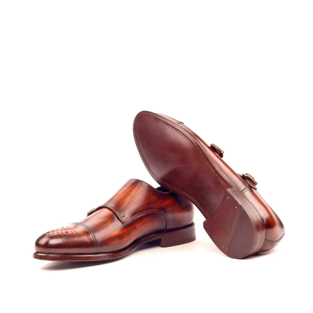 Frango Patina Double Monk patina double monk shoes with wingtip detail