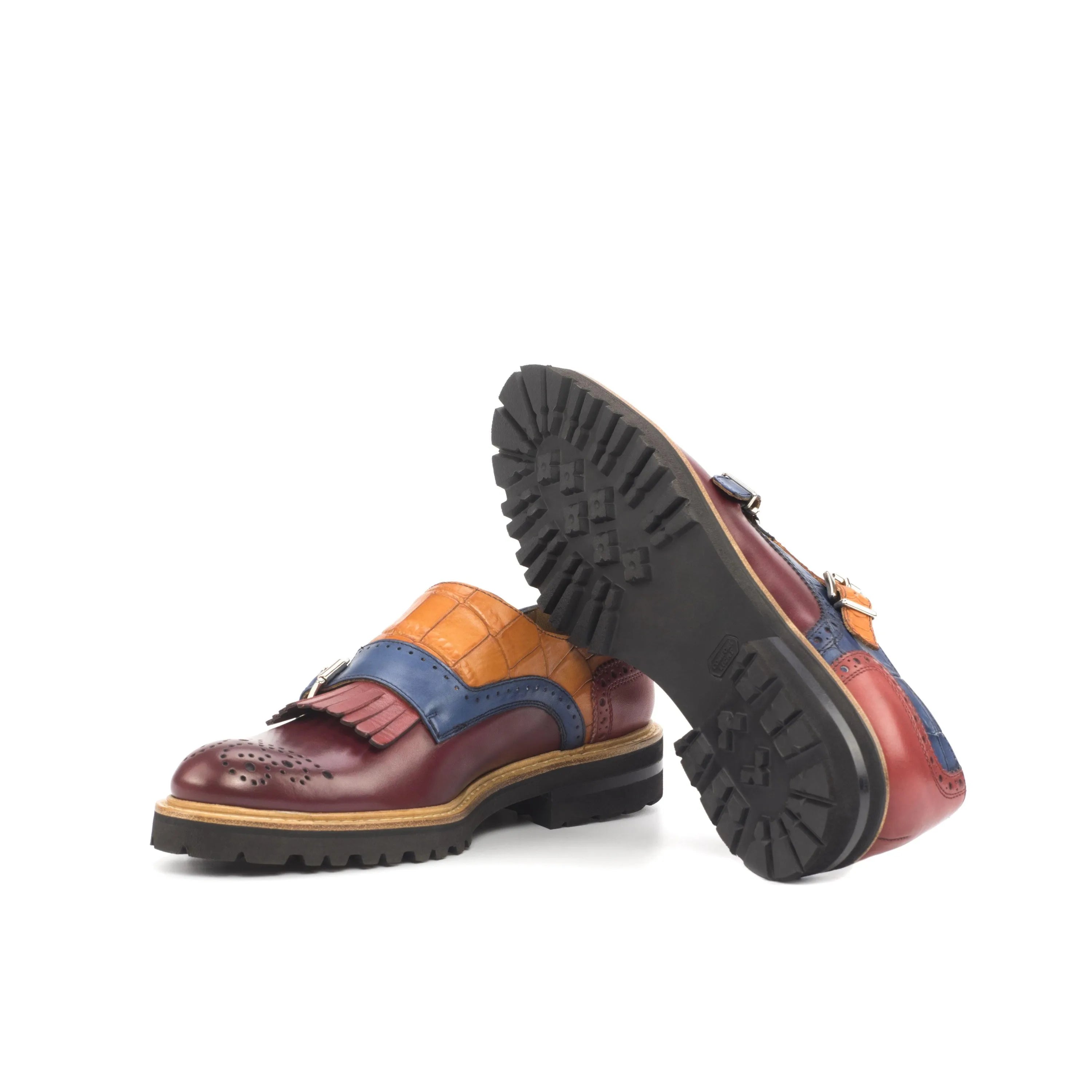 Franka Kiltie unisex monk strap shoes in multi-colored leather
