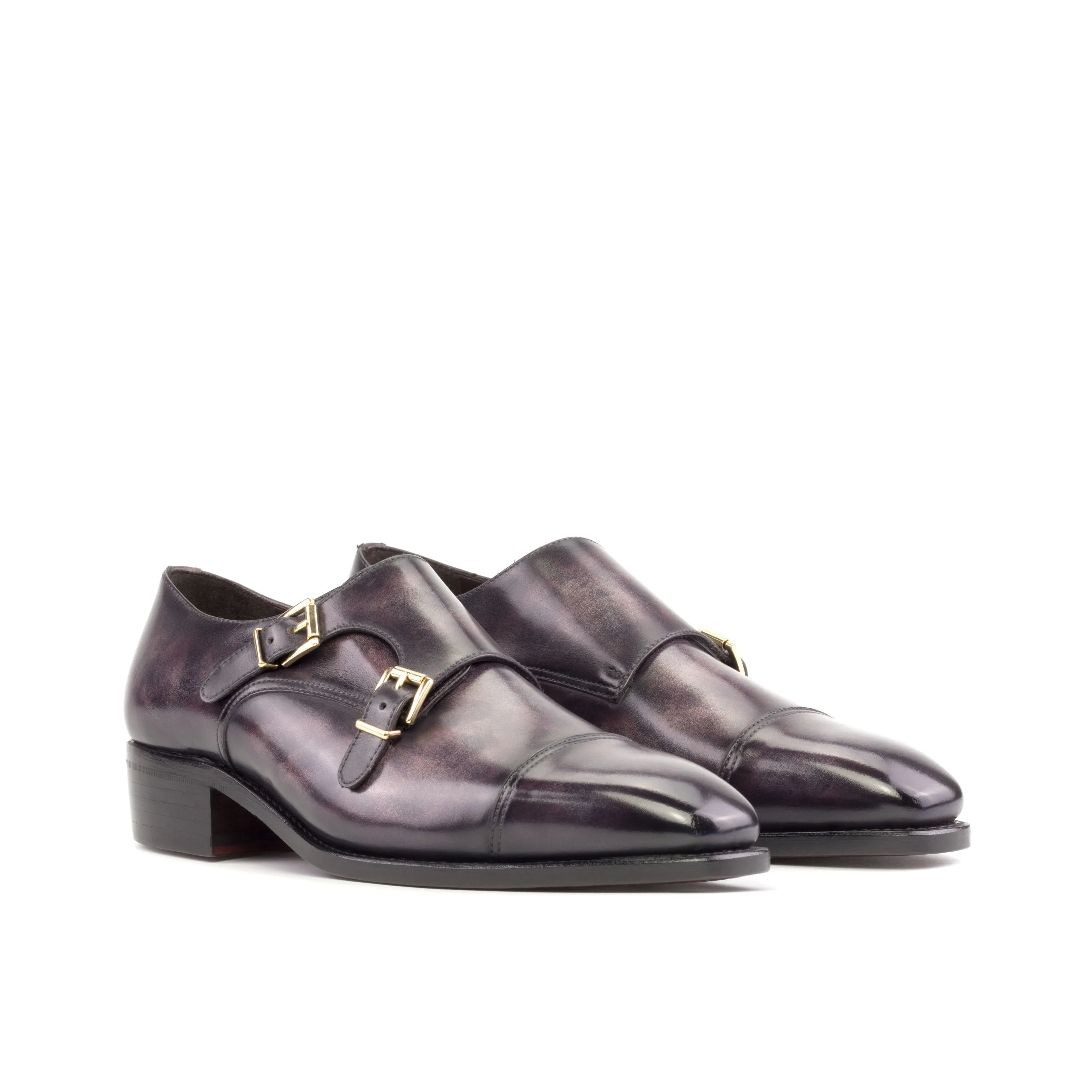 Frankos Patina Double monk strap leather dress shoes pair