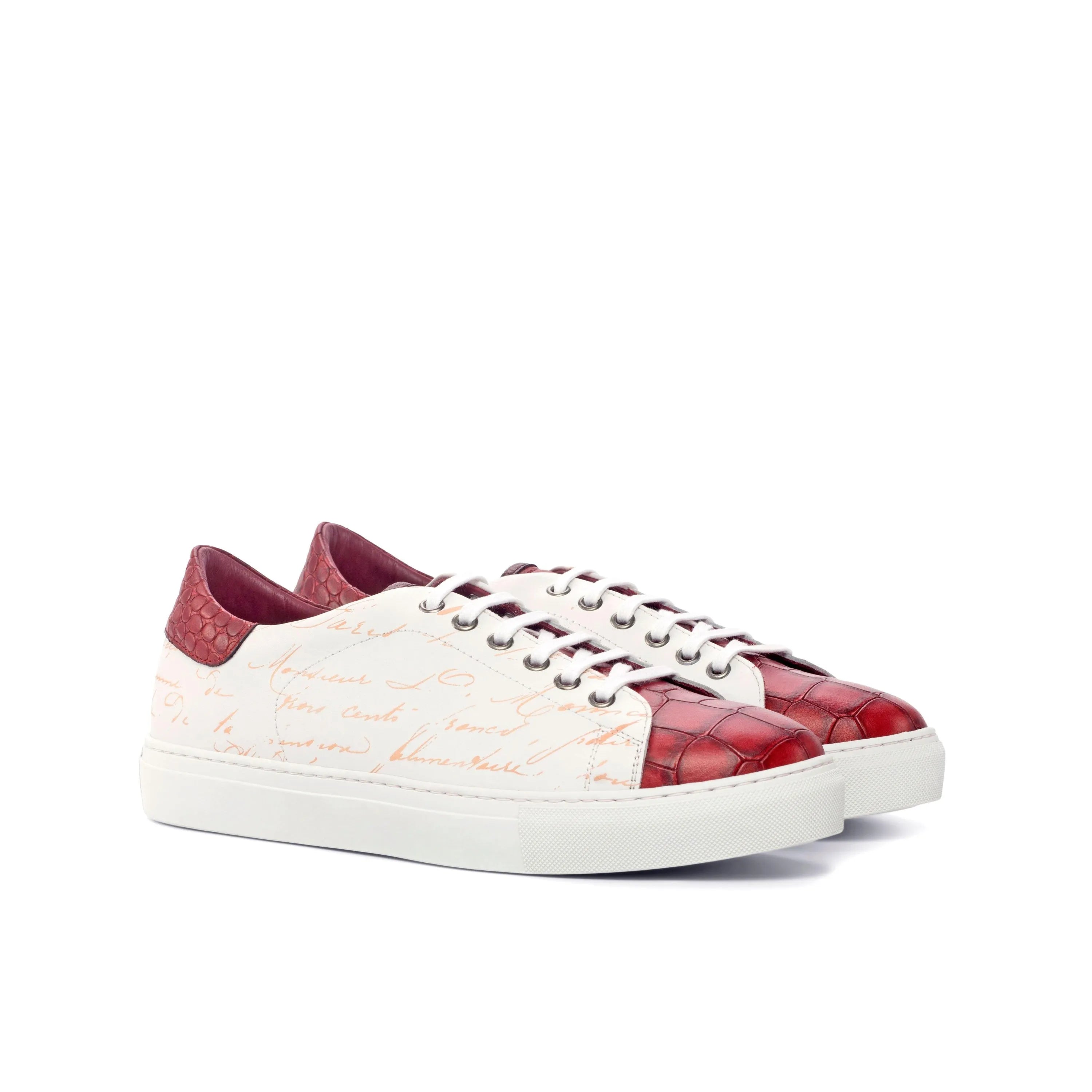 Red and white G59 trainer sneaker, leather detail view